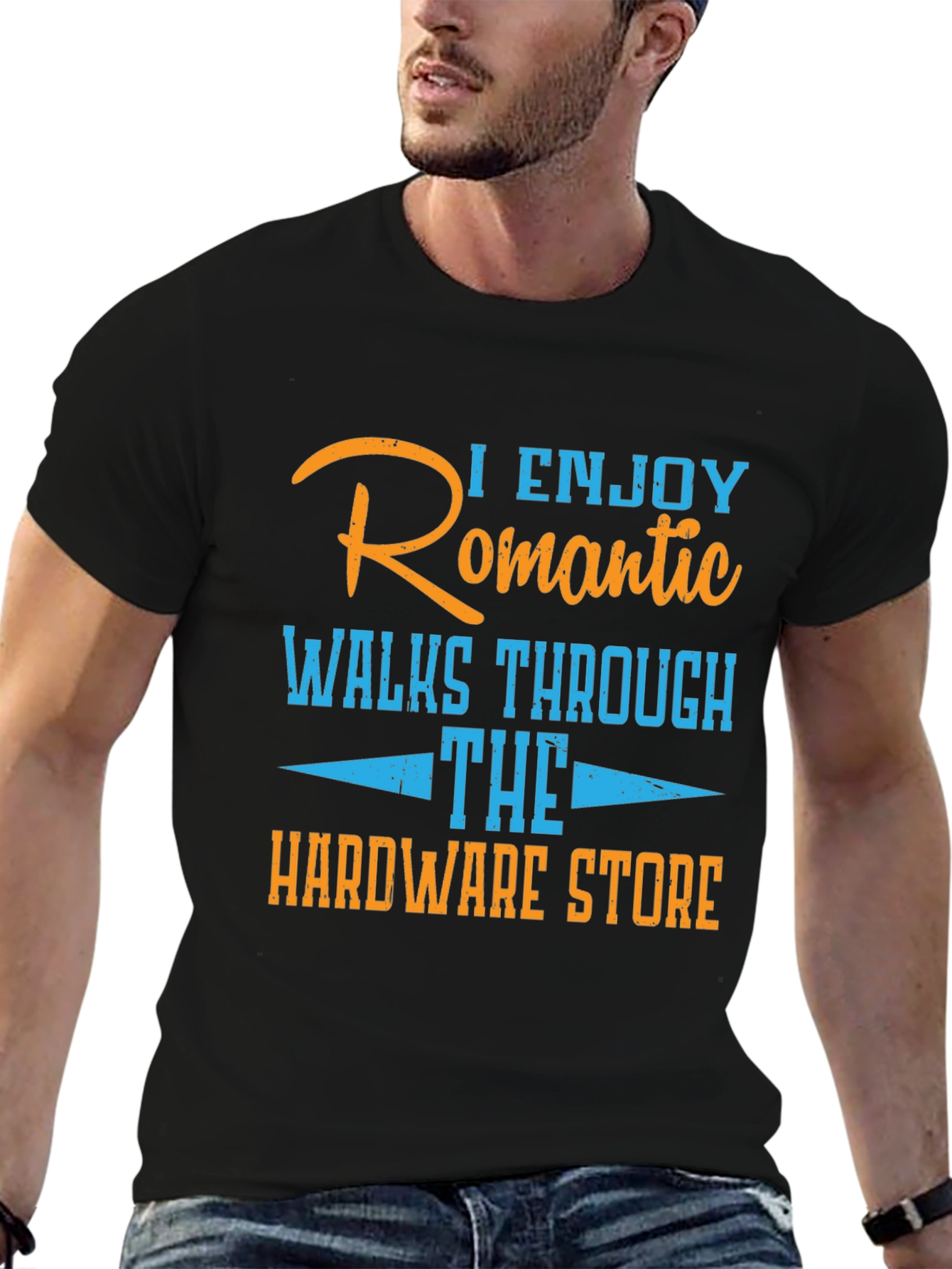Black Humorous Hardware Store Romantic Walks T-Shirt view 6