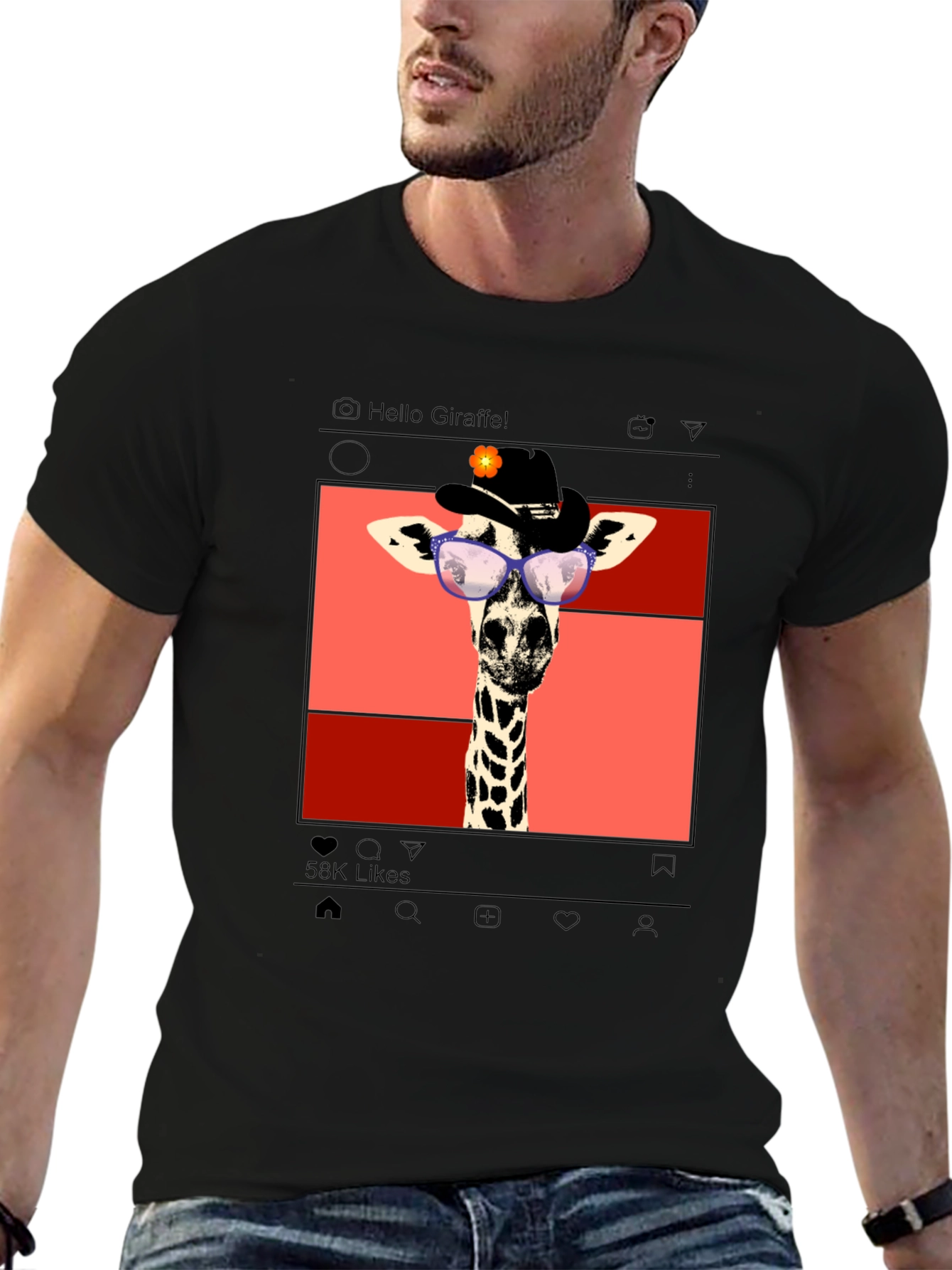Black Giraffe Instagram T-Shirt view 6