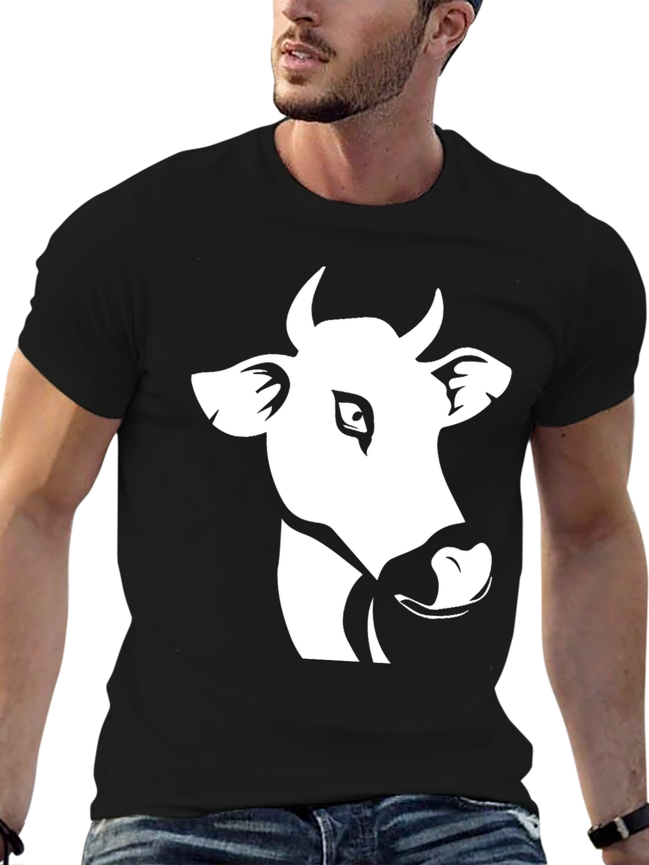 Black Cow Graphic Black T-Shirt view 6