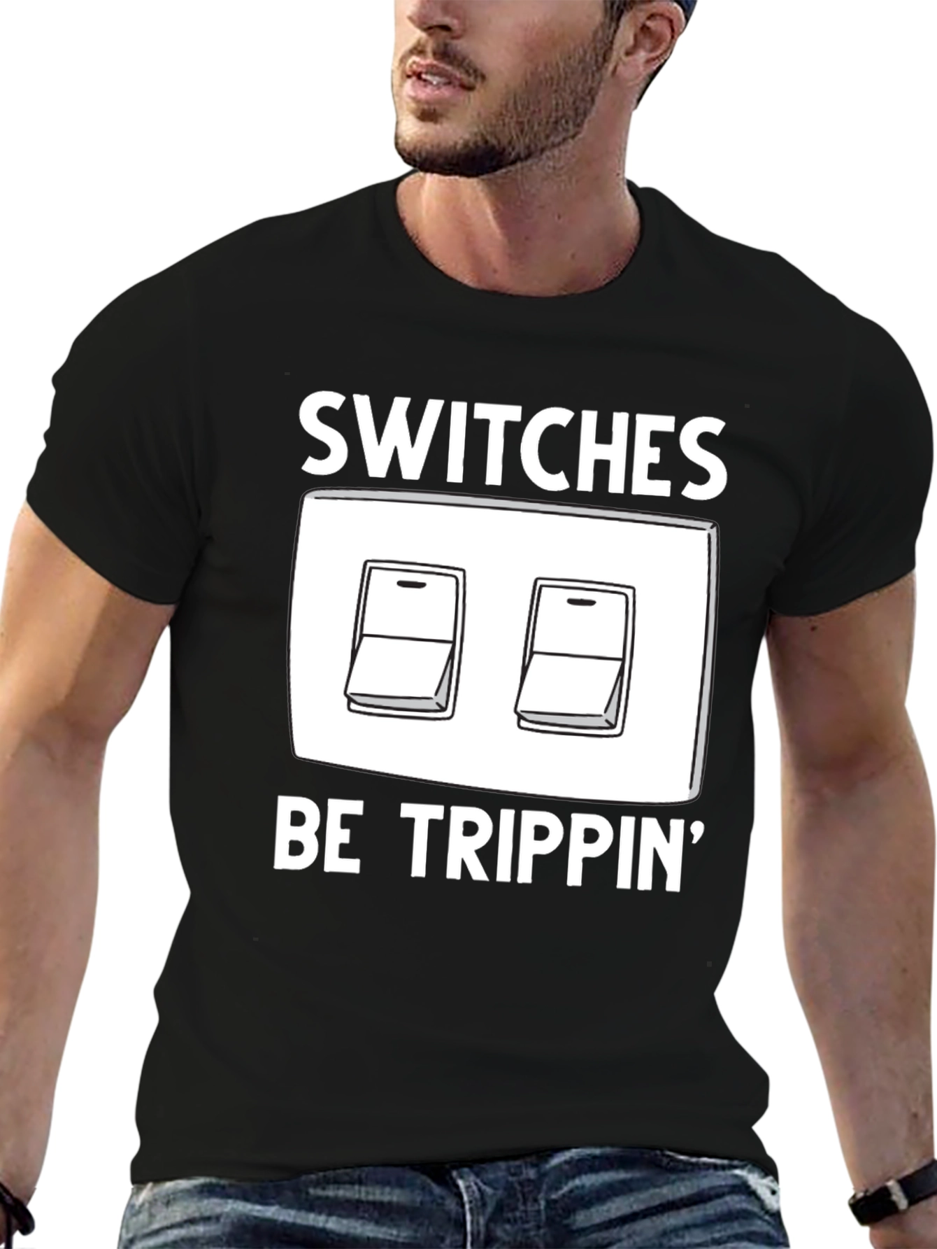Black Switches Be Trippin' Graphic T-Shirt view 6