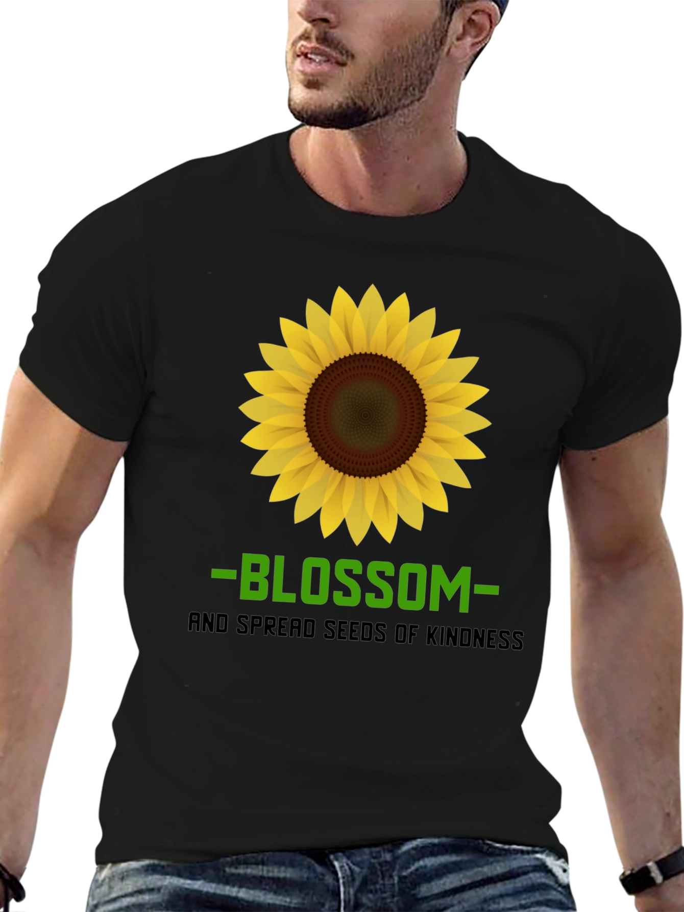 Black Blossom Kindness Graphic Tee - Black Cotton Comfort view 6