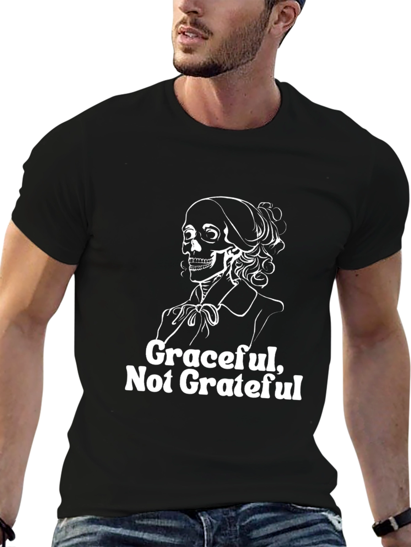 Black Graceful Not Grateful Skeleton T-Shirt view 6