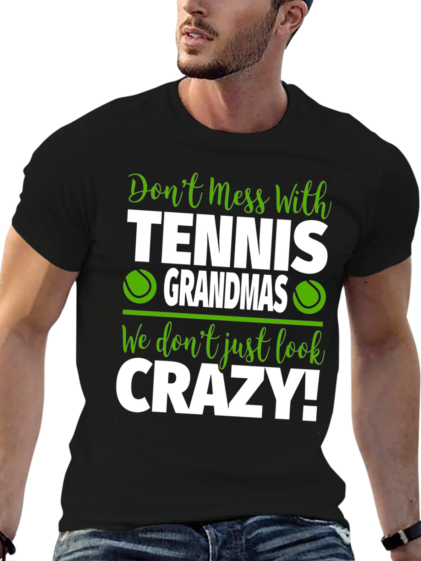 Black Tennis Grandmas Funny Graphic T-Shirt view 6