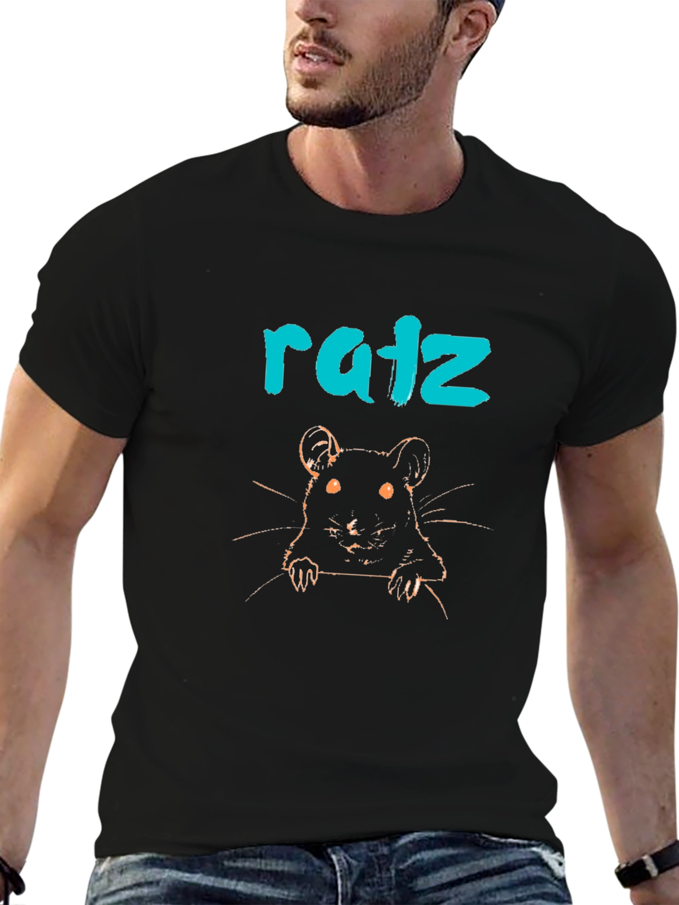 Black Ratz Graphic T-Shirt - Black Crew Neck view 6