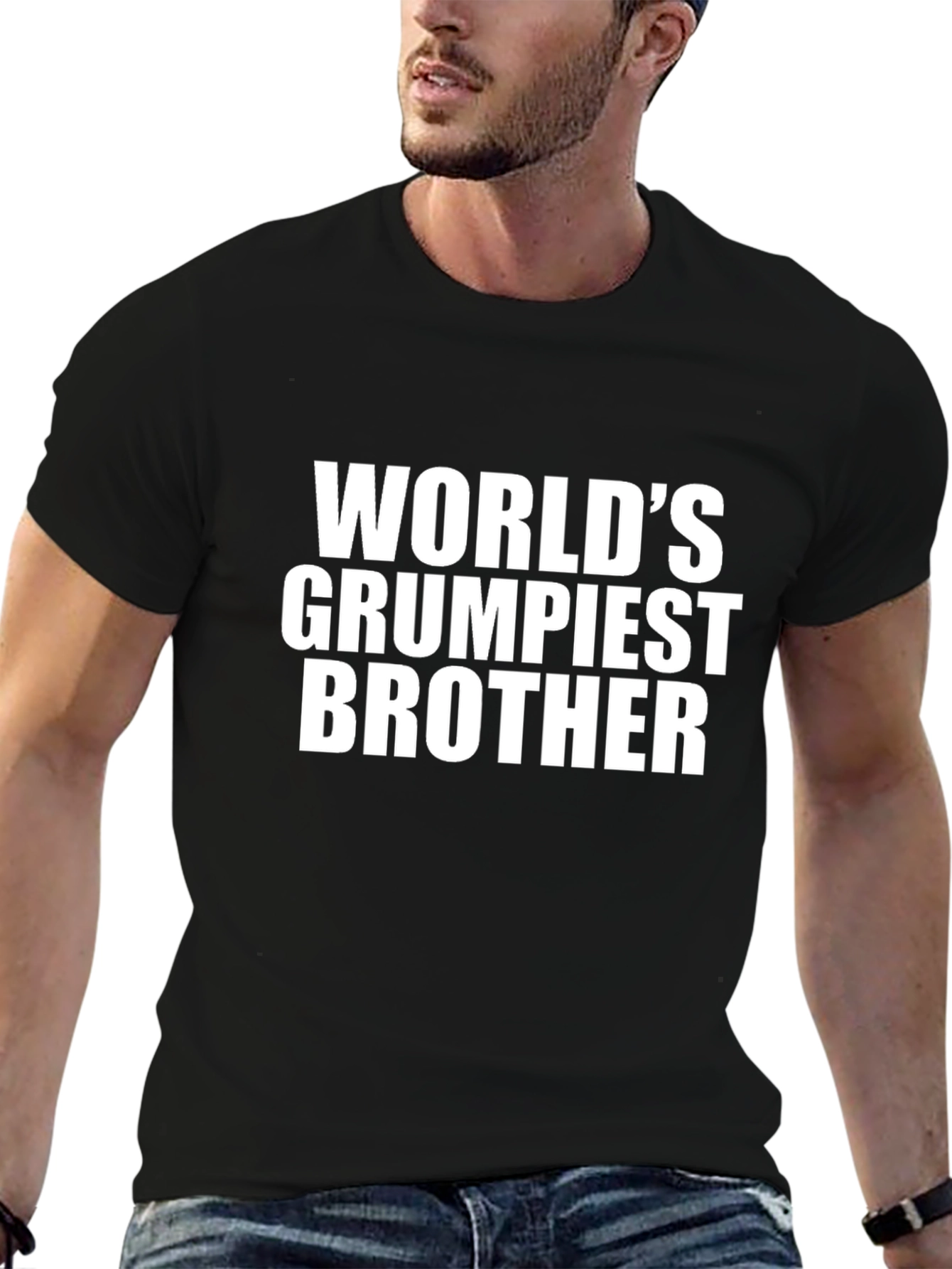 Black World's Grumpiest Brother T-Shirt - Funny Sarcastic Tee view 6