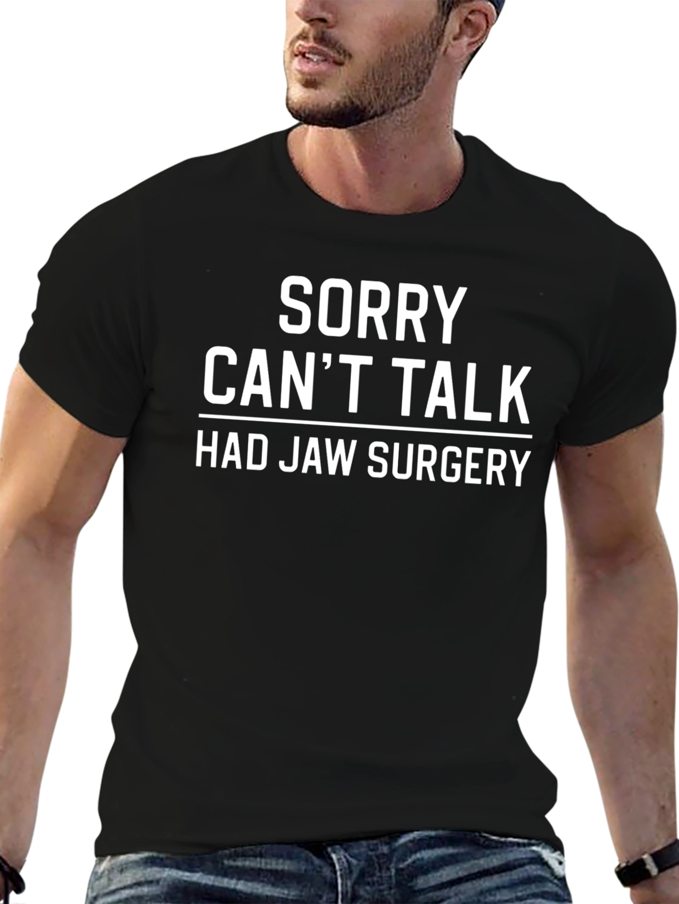 Black Funny Jaw Surgery Recovery T-Shirt view 6