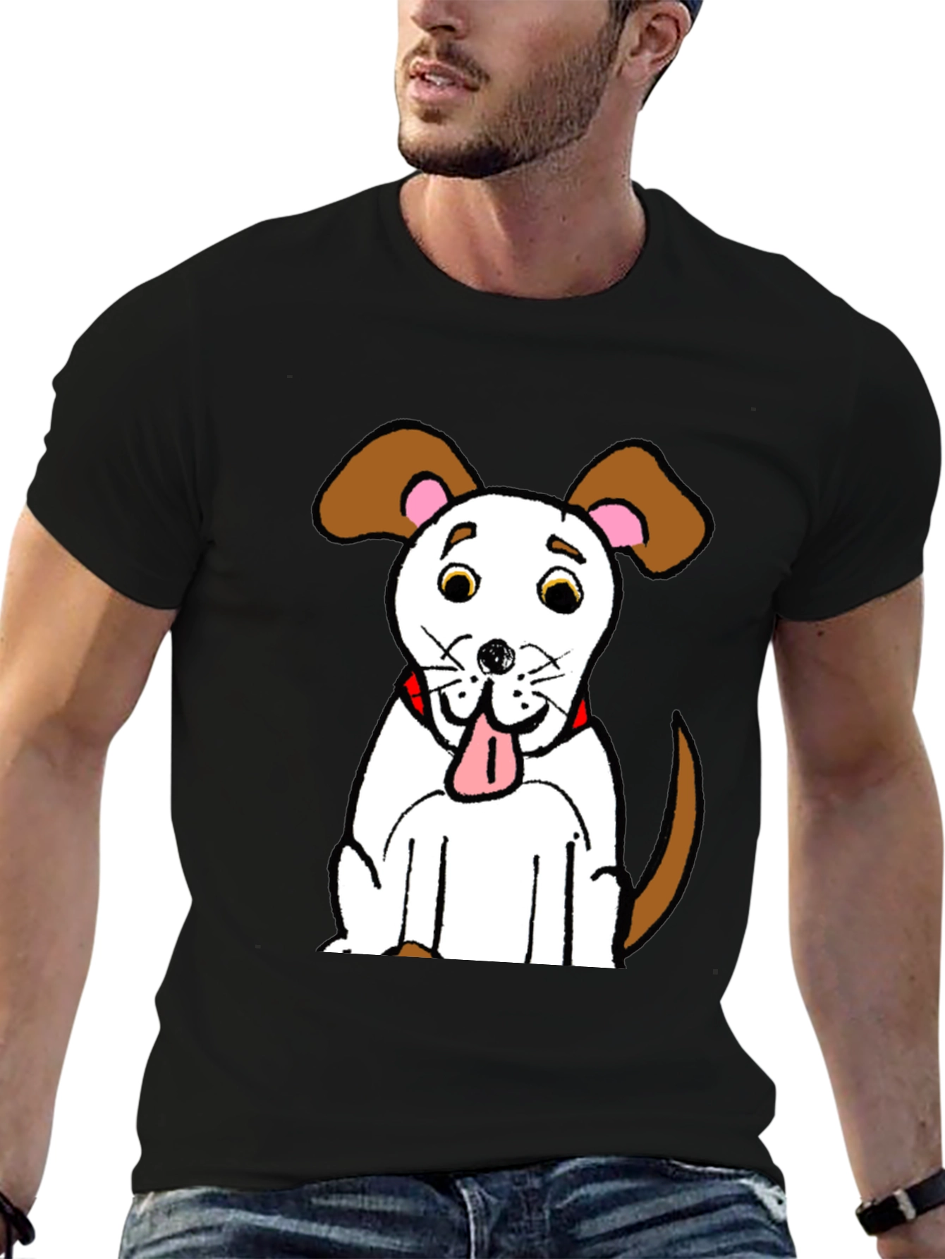 Black Cartoon Dog Graphic T-Shirt view 6