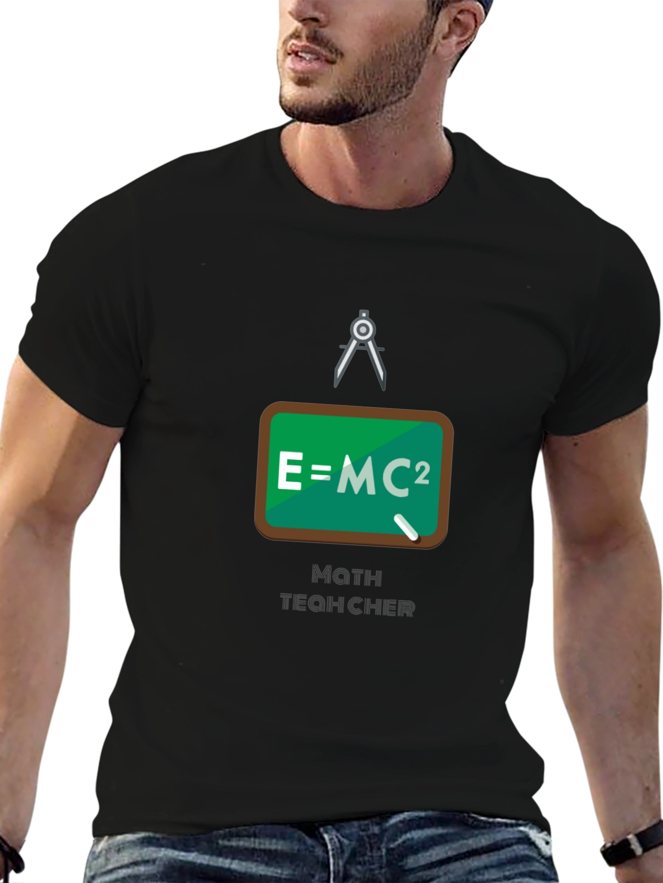 Black Math Teacher T-Shirt - E=MC2 Design view 6