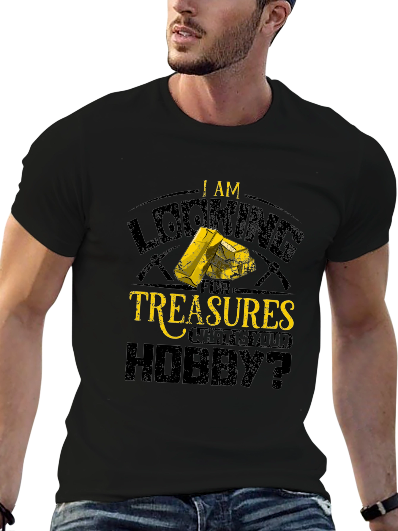 Black I Am Looking For Treasures Hobby Graphic Tee view 6