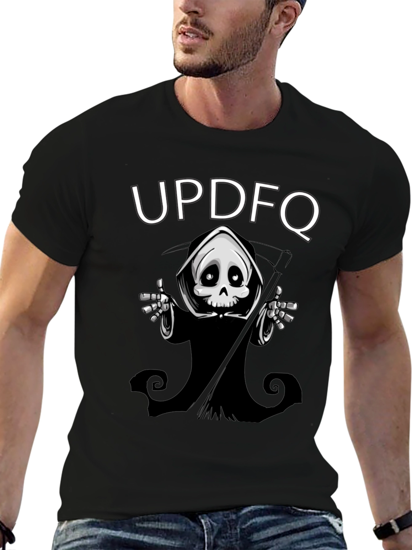 Black UPD FQ Grim Reaper Black Graphic T-Shirt view 6