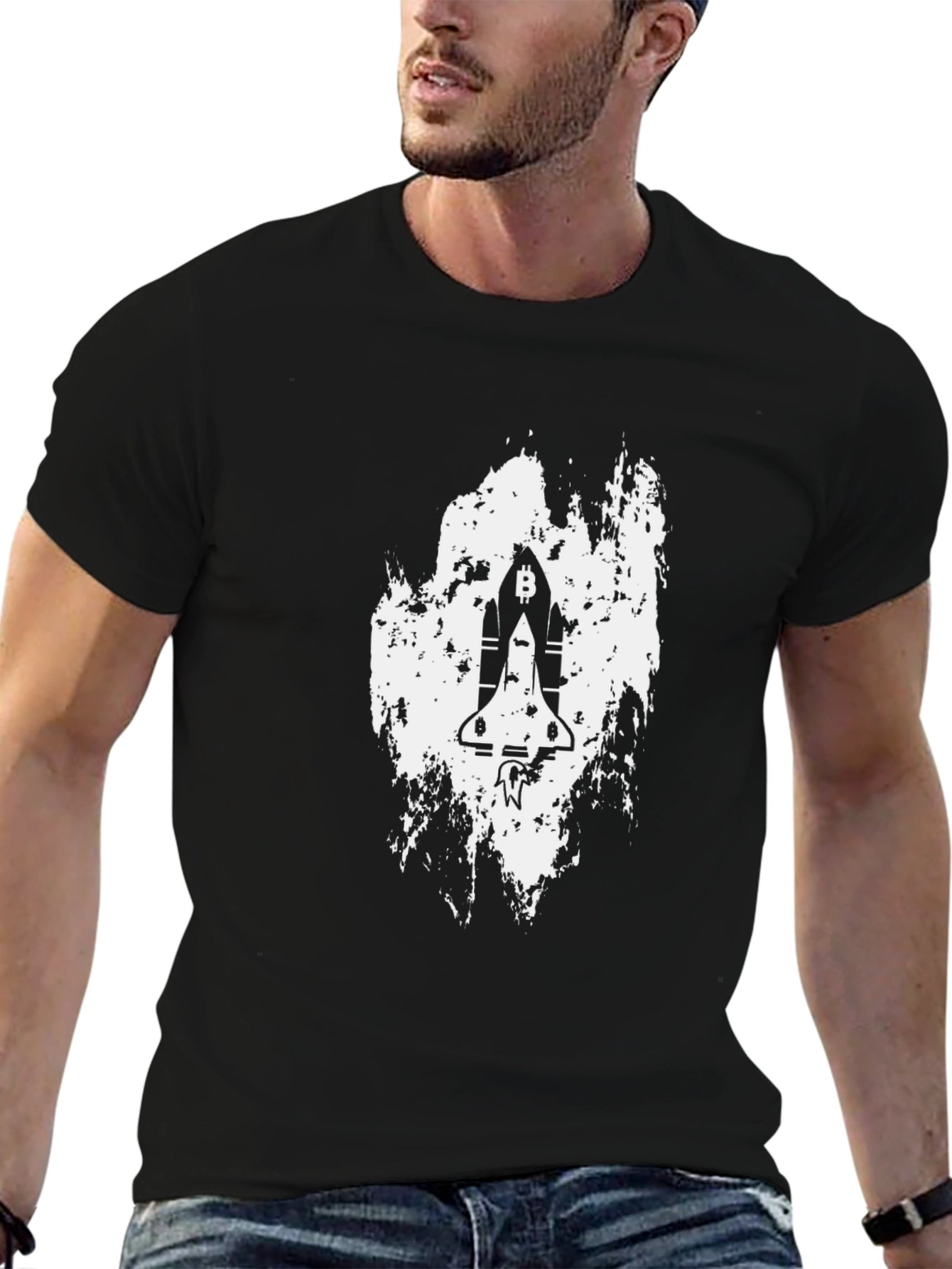 Black Space Shuttle T-Shirt - Black Cotton Blend view 6