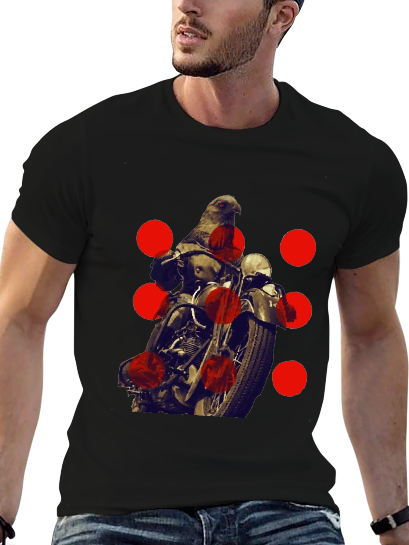 Black Motorcycle Eagle Graphic Tee view 6