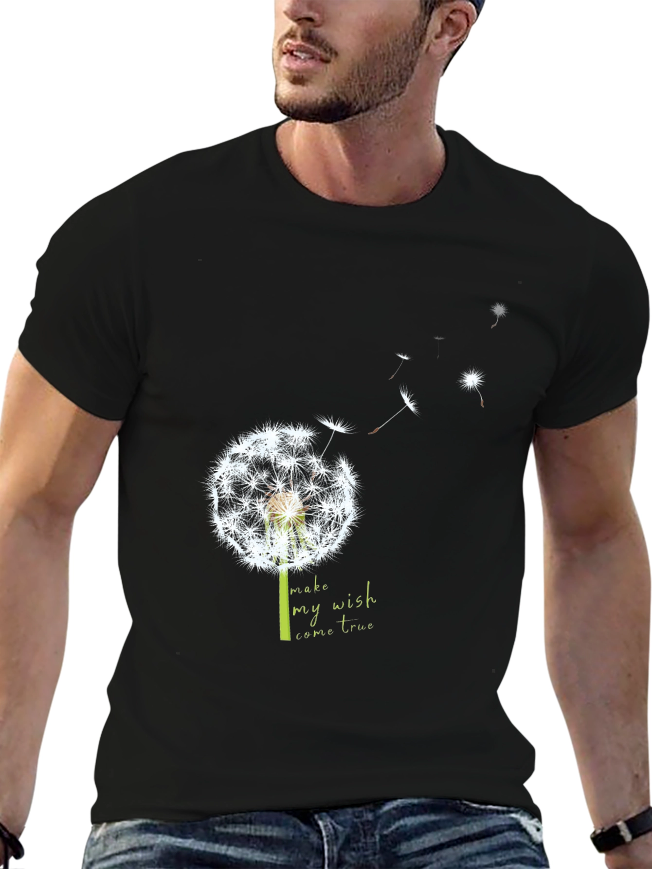 Black Dandelion Wish T-Shirt - Black view 6