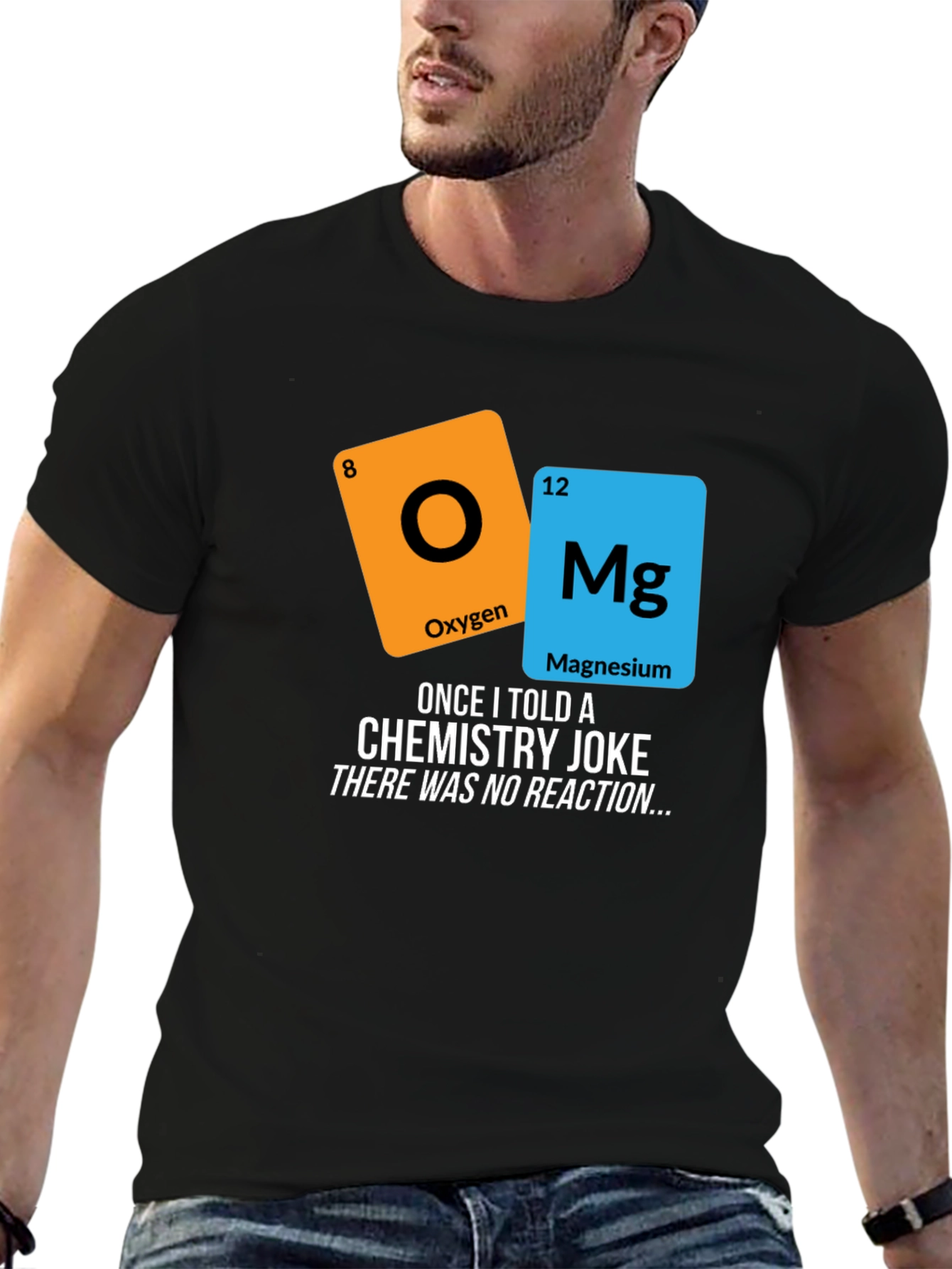Black Funny Chemistry Joke T-Shirt - No Reaction view 6