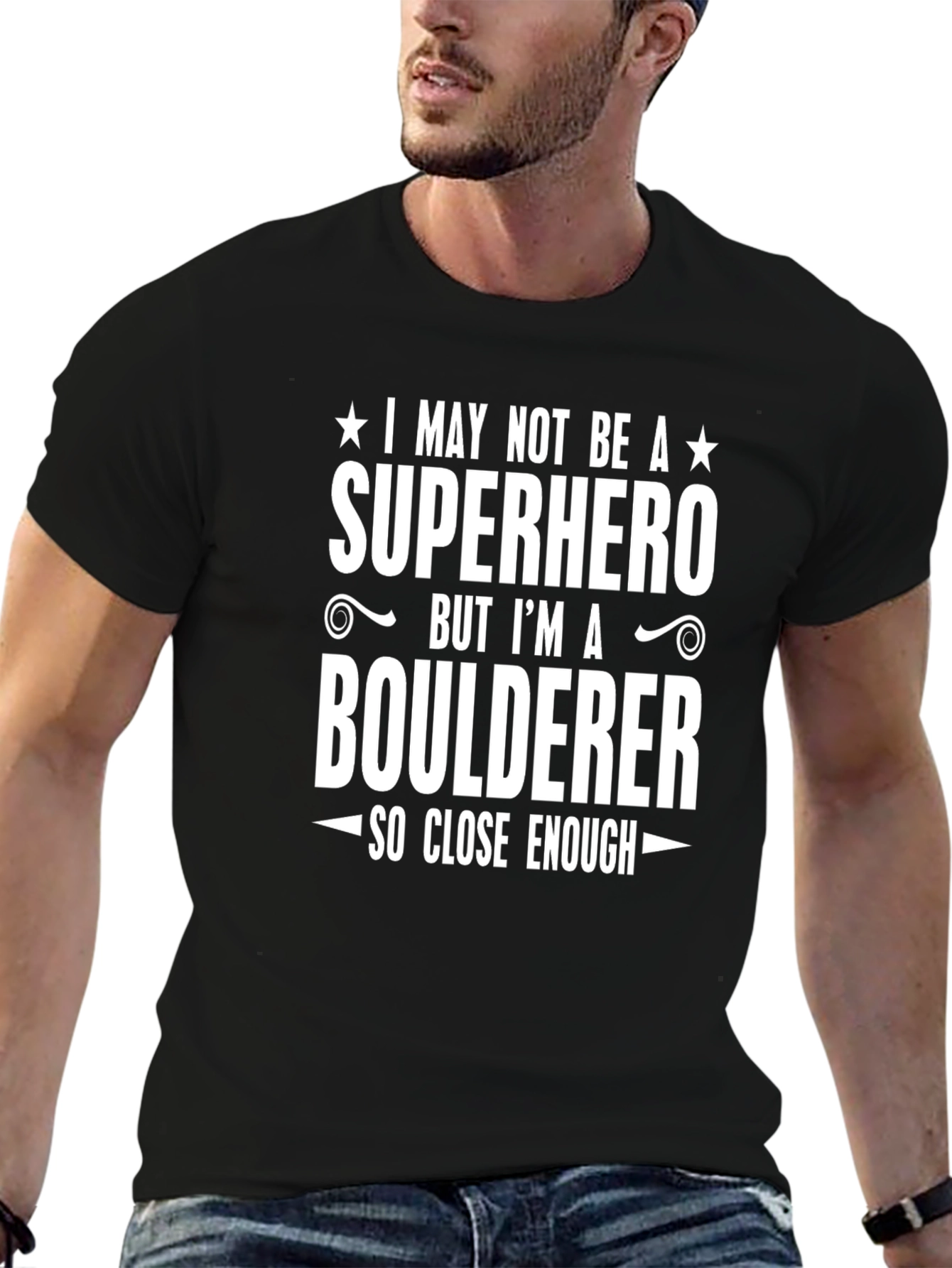Black Superhero Boulderer Graphic Tee view 6