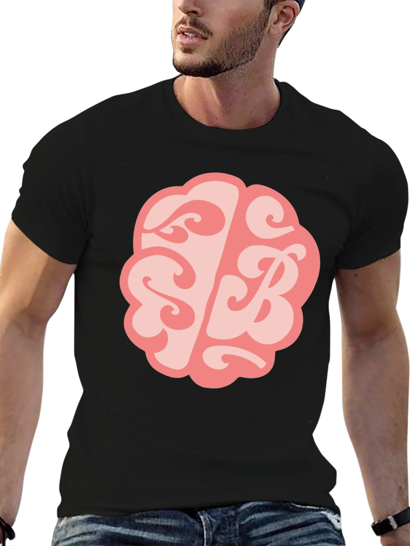 Black Brain SB Graphic Tee - Black Cotton Blend T-Shirt view 6
