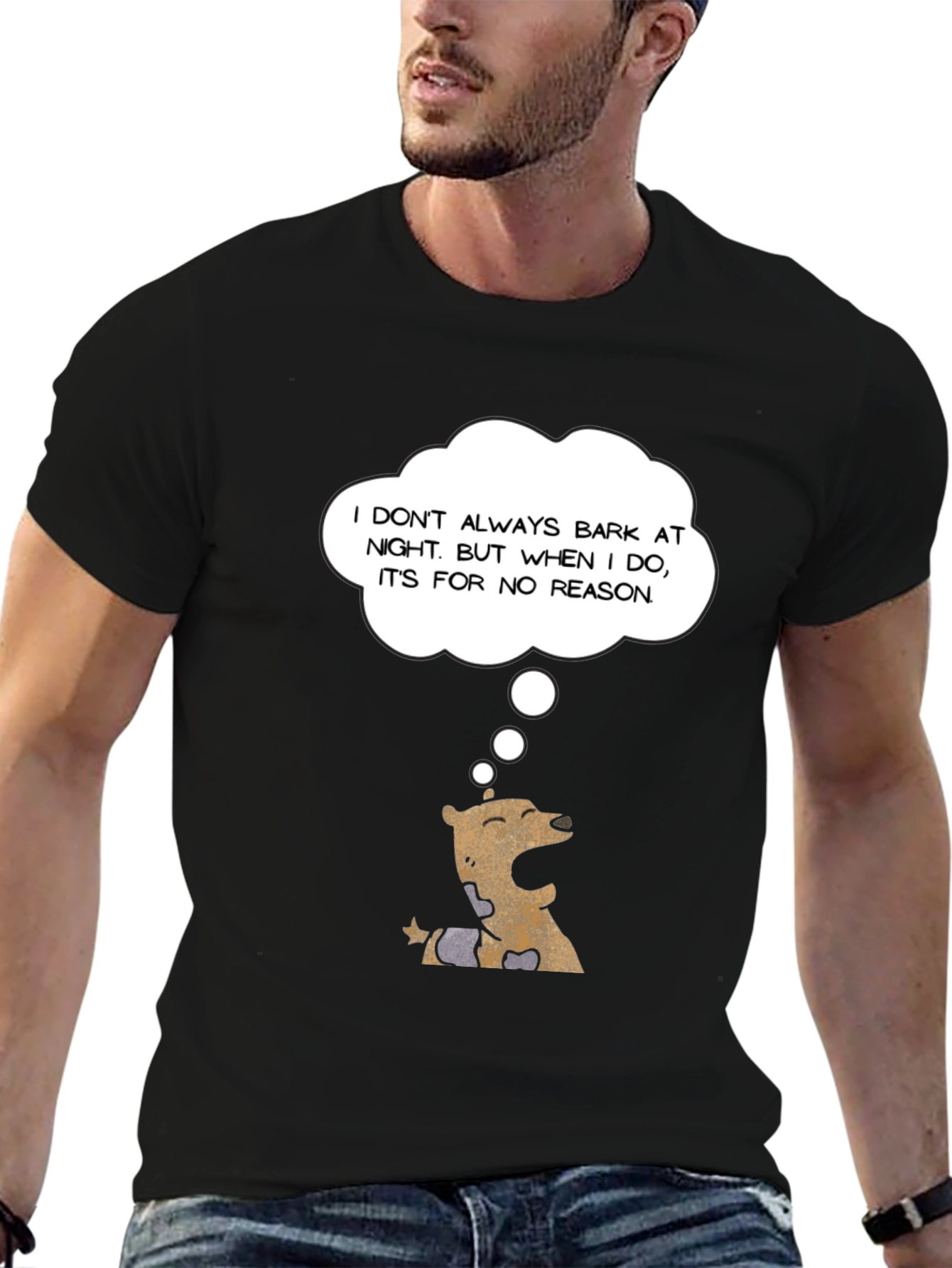 Black Humorous Dog Barking T-Shirt view 6
