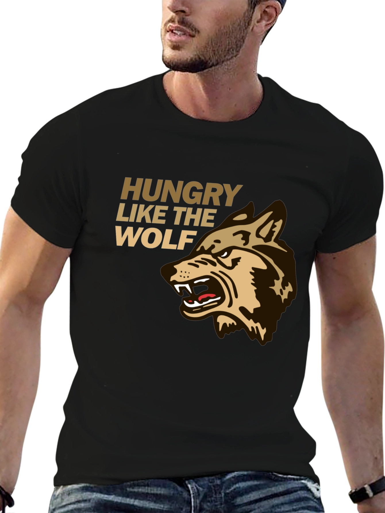 Black Hungry Like the Wolf Graphic Tee - Black view 6