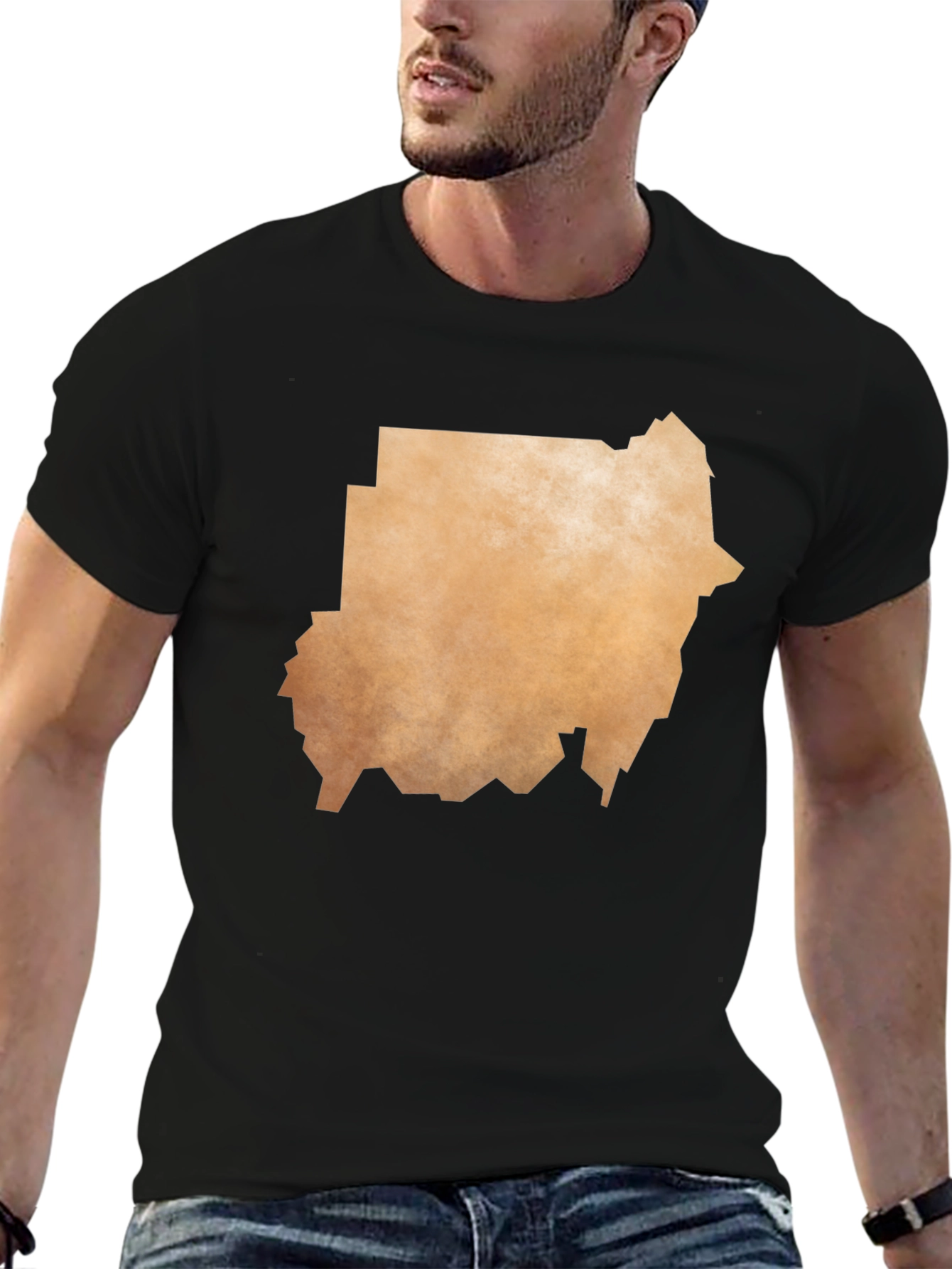 Black Sudan Map Graphic T-Shirt - Black Casual Tee view 6