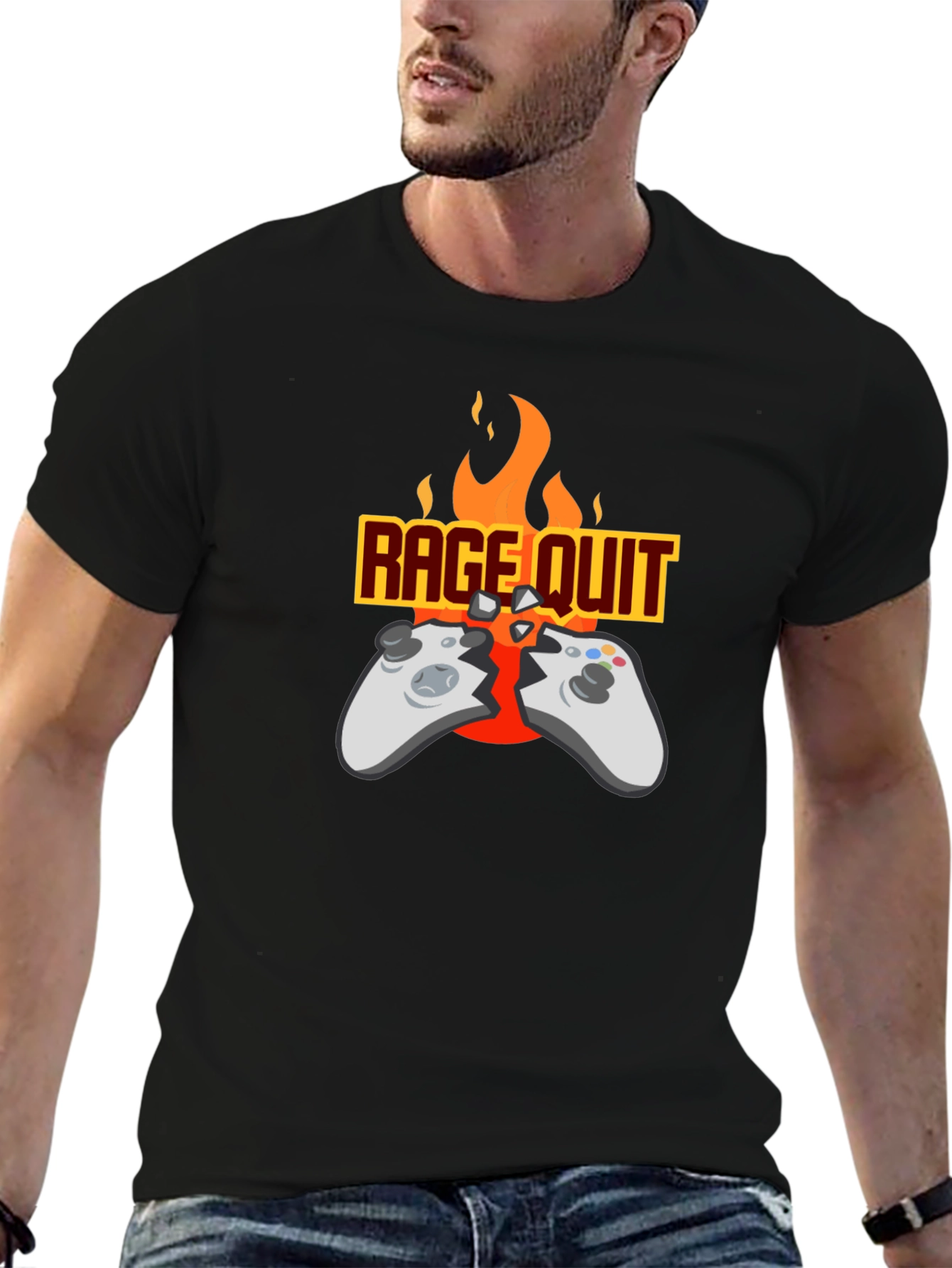 Black Rage Quit Gamer T-Shirt - Funny Gaming Tee view 6