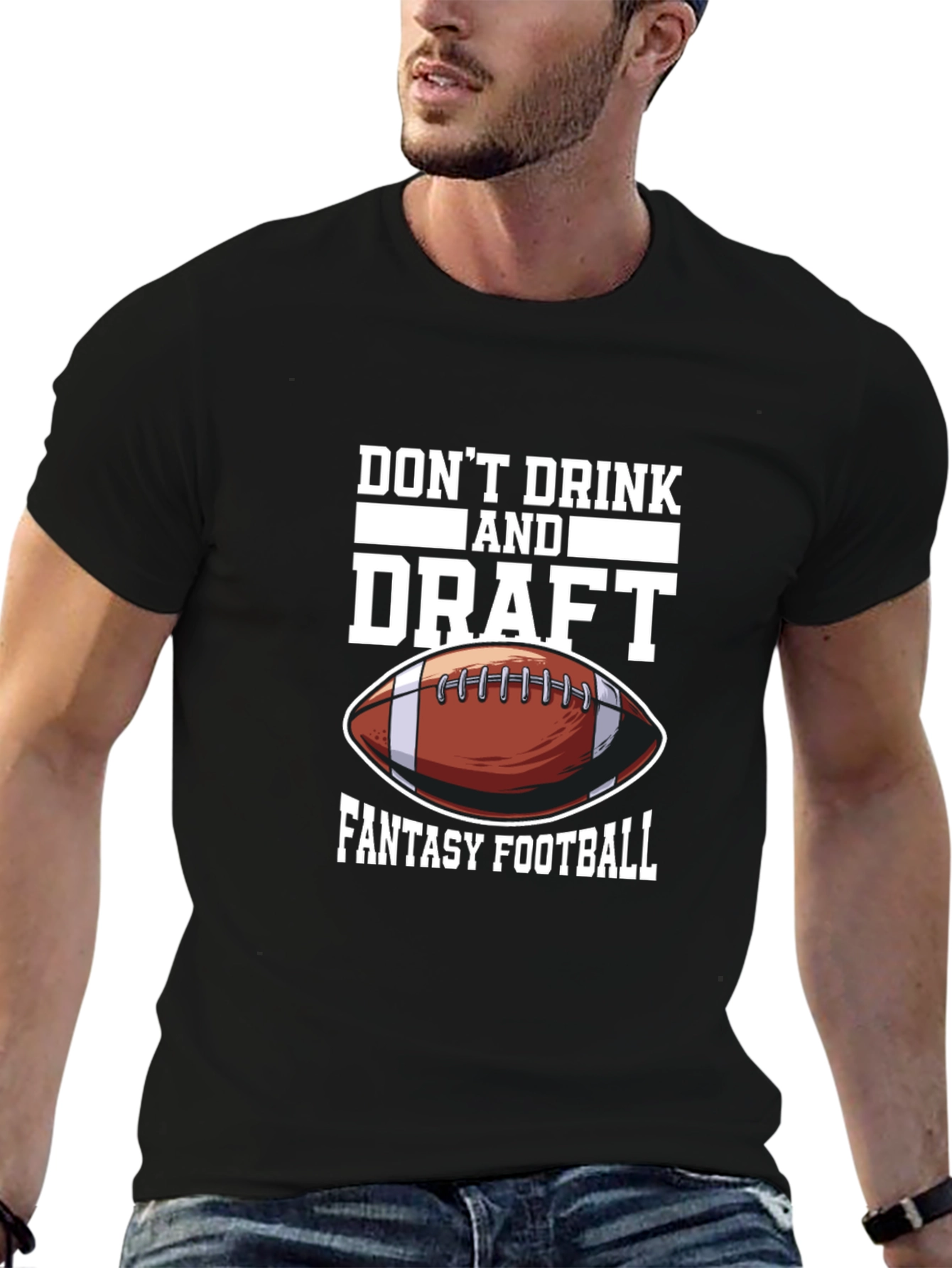Black Don't Drink & Draft Fantasy Football Graphic Tee view 6