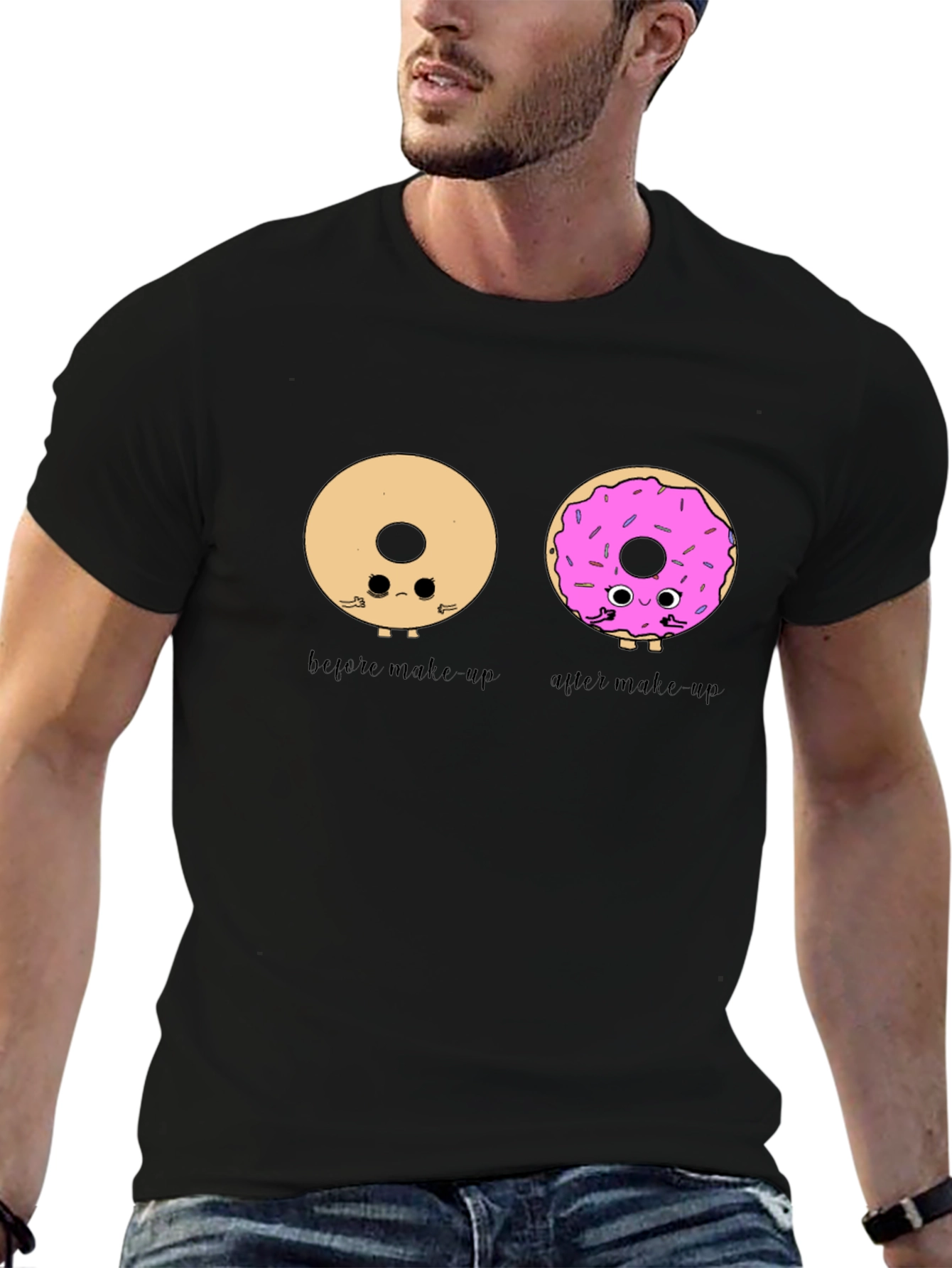 Black Donut Makeup T-Shirt - Humorous Graphic Tee view 6