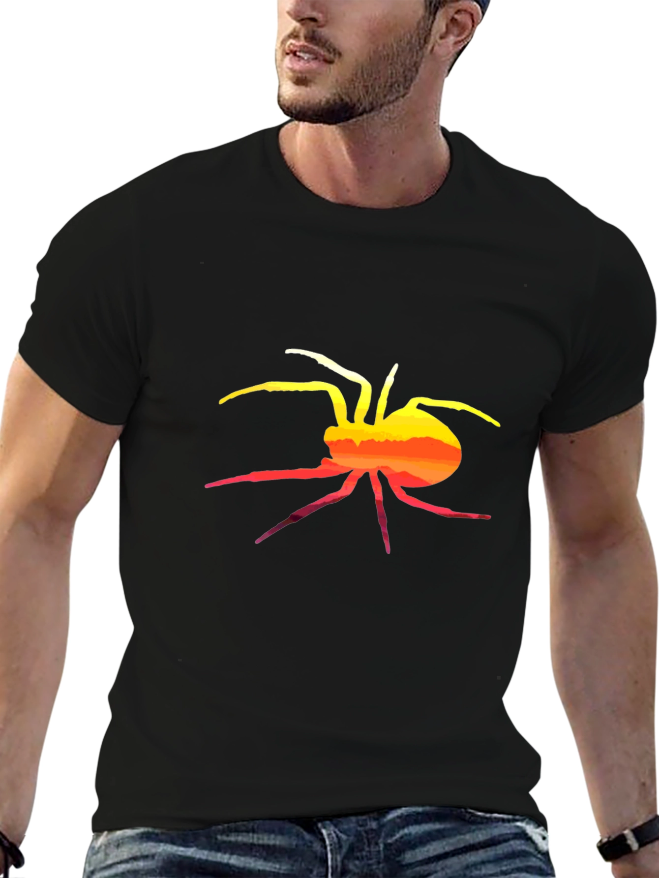 Black Sunset Spider Graphic Tee - Black view 6
