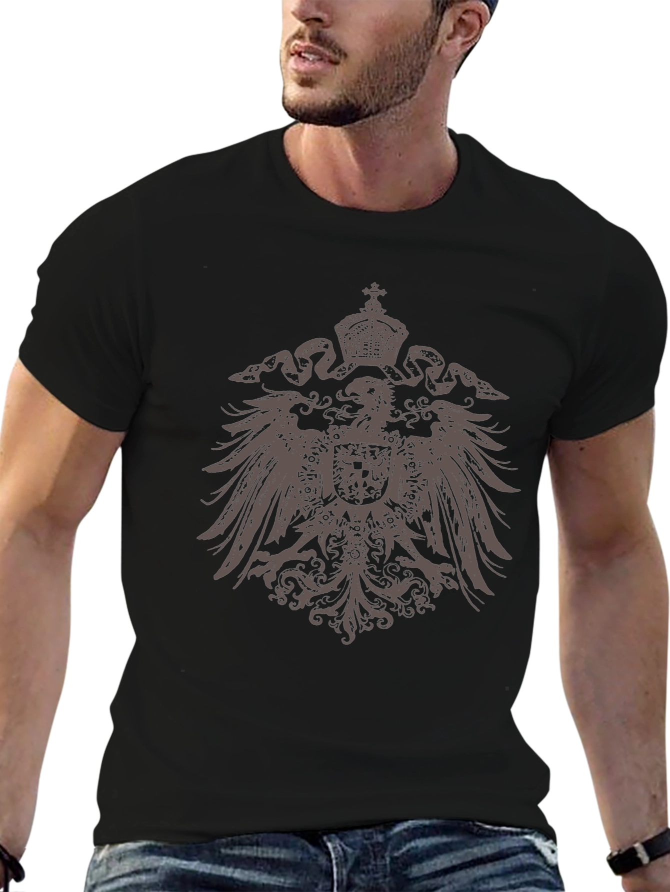 Black Black Eagle Crest Graphic T-Shirt view 6
