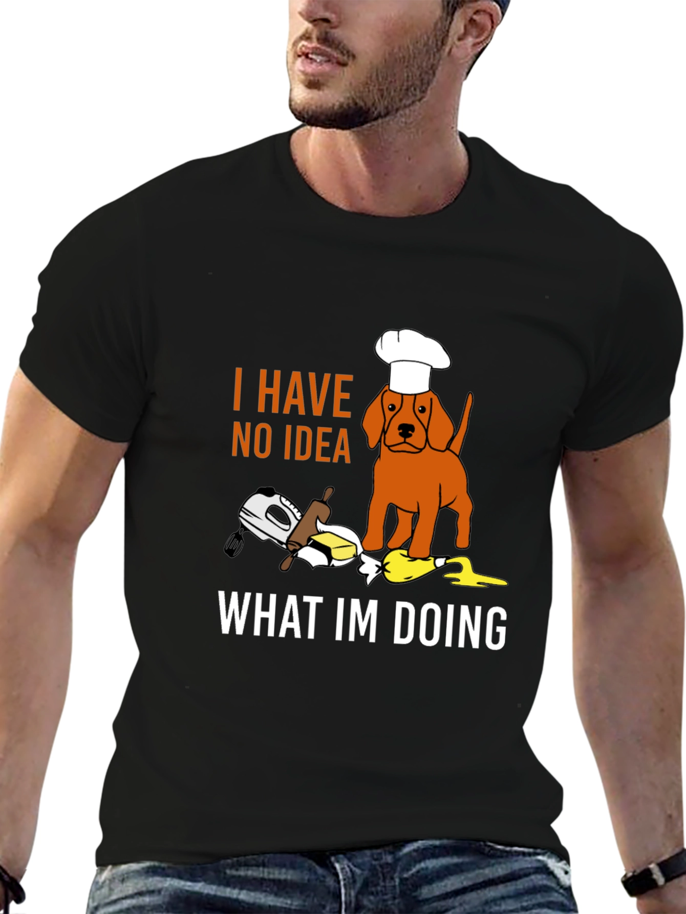 Black Funny Dog Chef T-Shirt: "I Have No Idea What I'm Doing" view 6