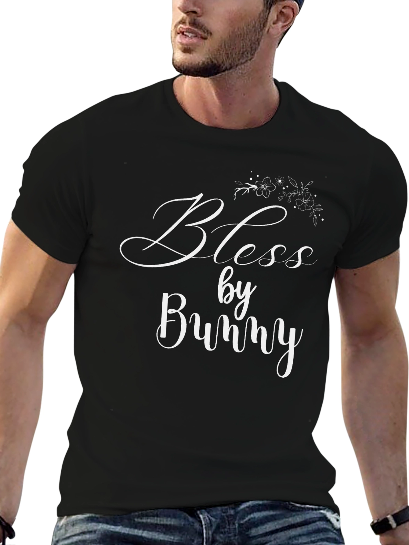 Black Blessed by Bunny Black T-Shirt view 6