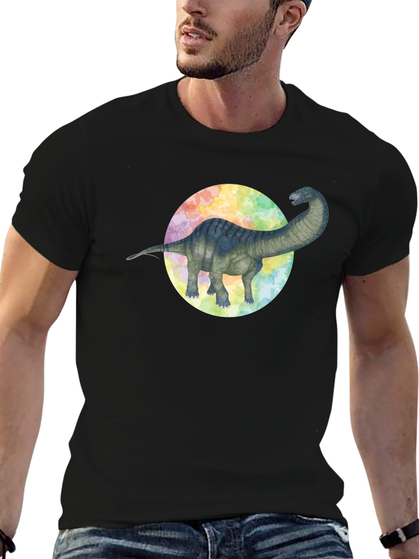 Black Dinosaur Graphic Tee - Brachiosaurus Black T-Shirt view 6