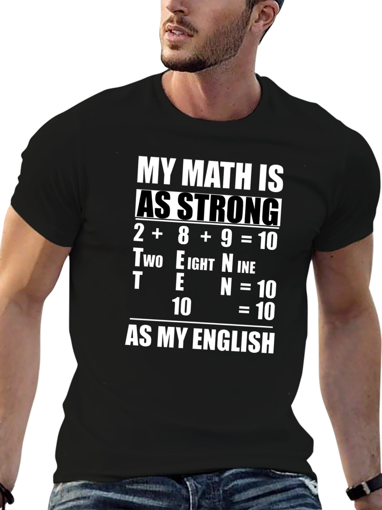 Black Funny Math & English Humor Graphic T-Shirt view 6