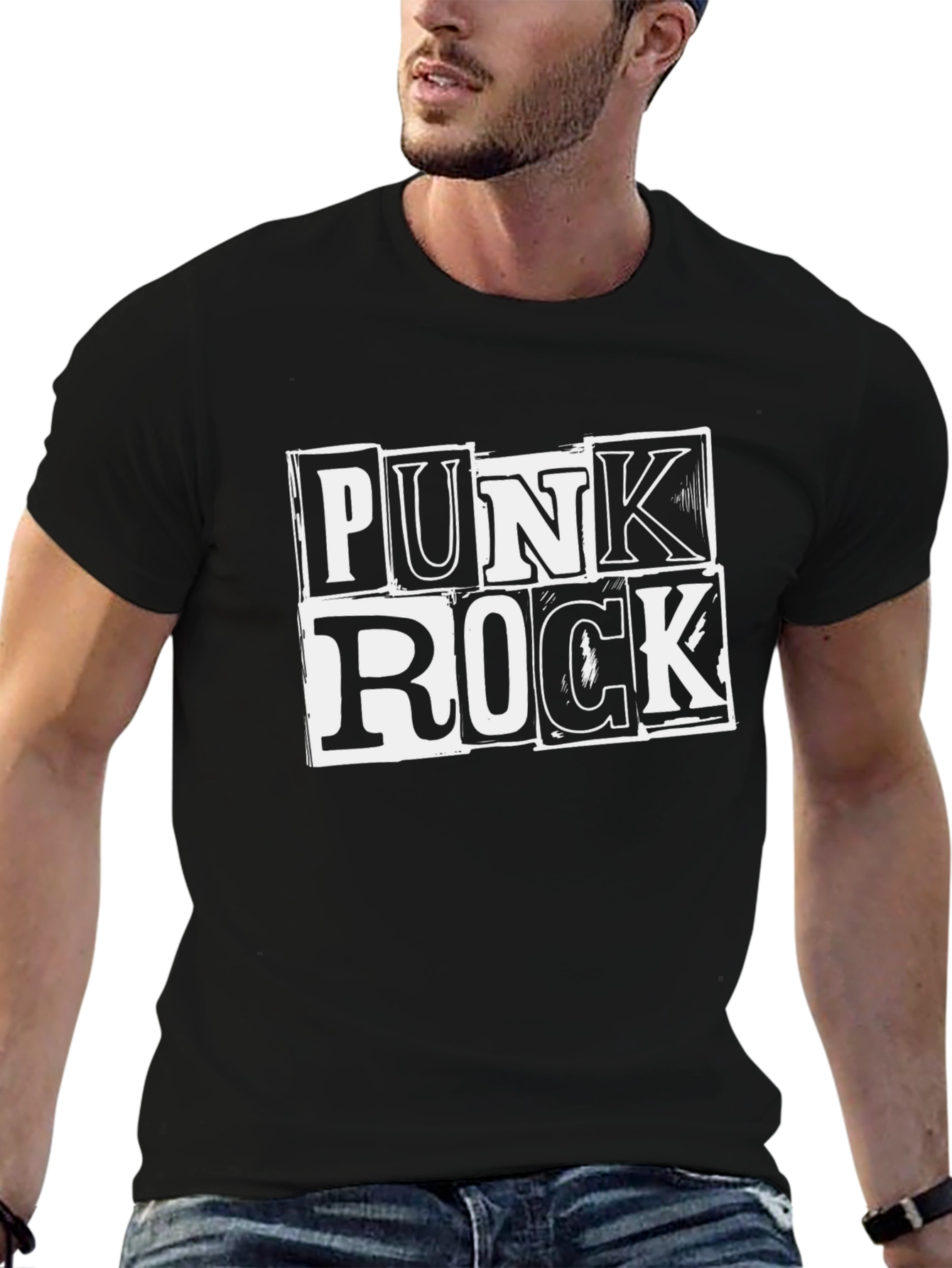 Black Punk Rock Graphic T-Shirt - Black view 6