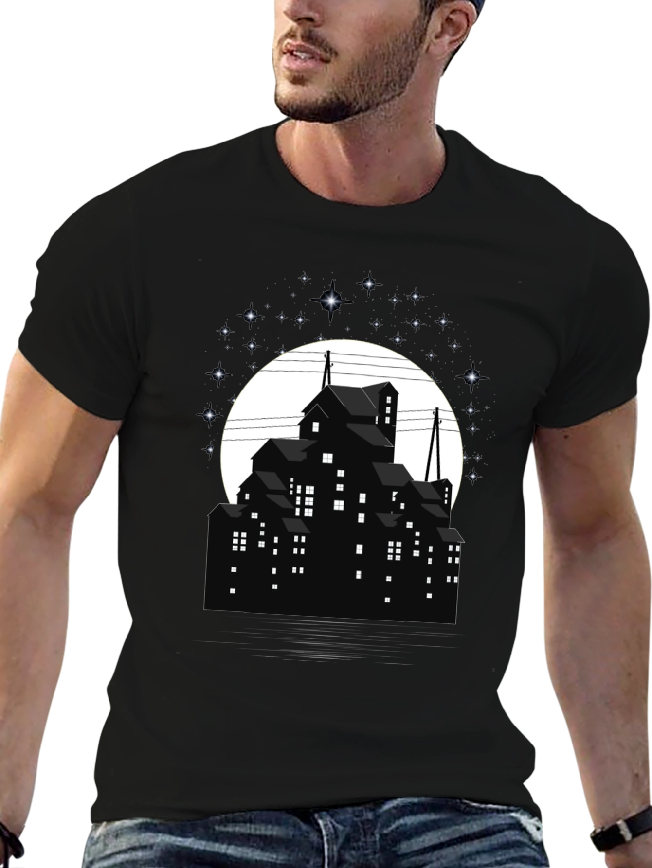 Nightscape Silhouette Graphic Tee - Unique Design - 6