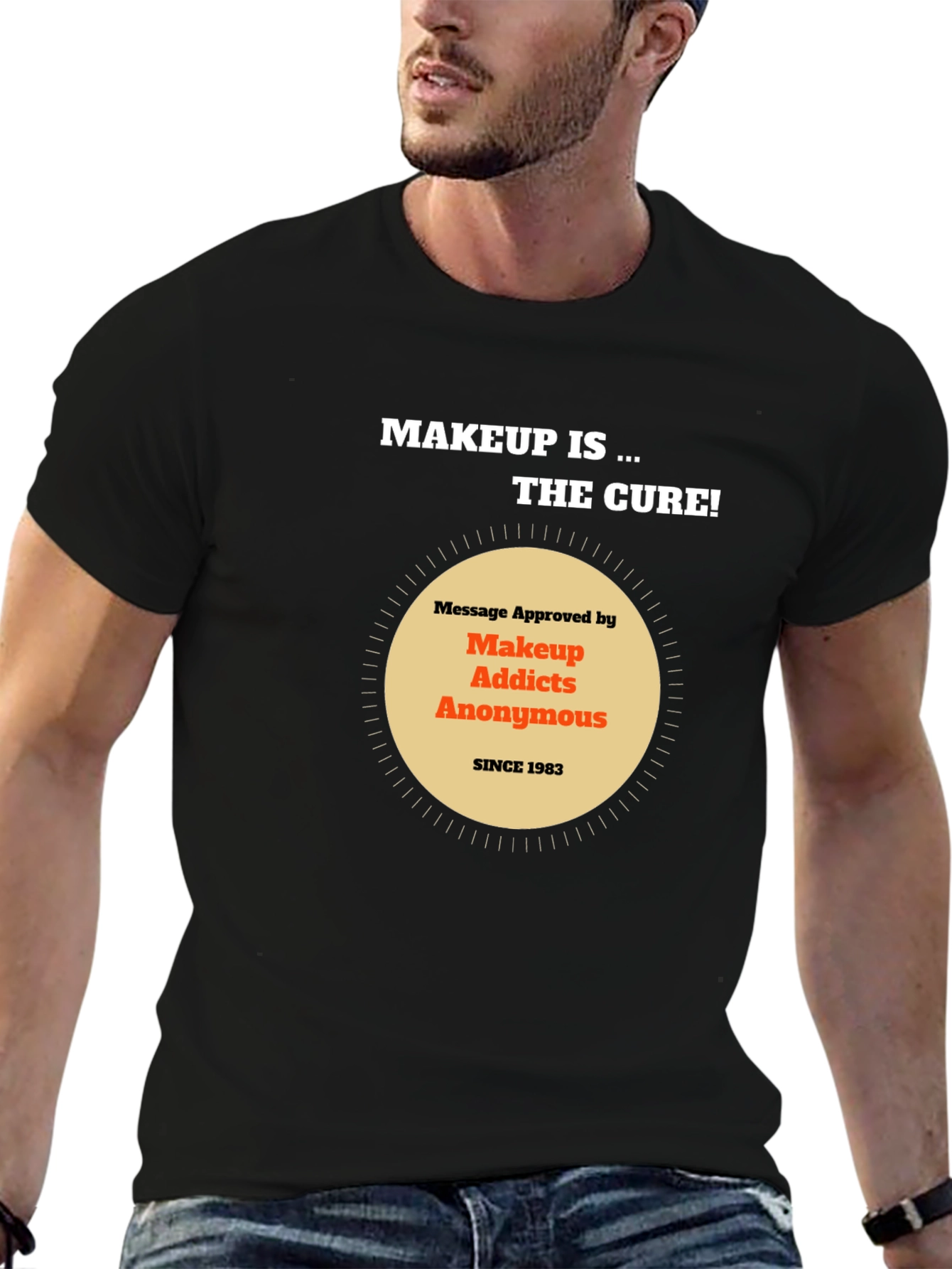 Black Makeup Addicts Anonymous Tee - "Makeup is the cure!" view 6