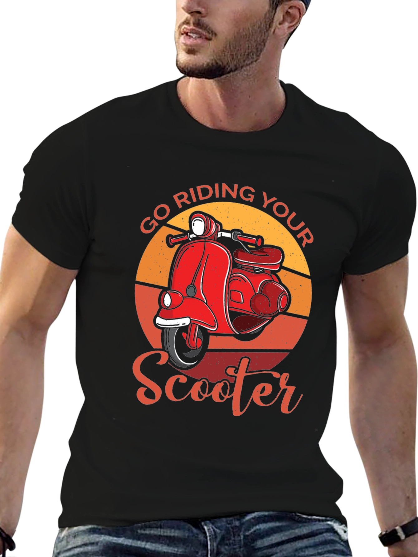Black Go Riding Your Scooter Retro T-Shirt view 6