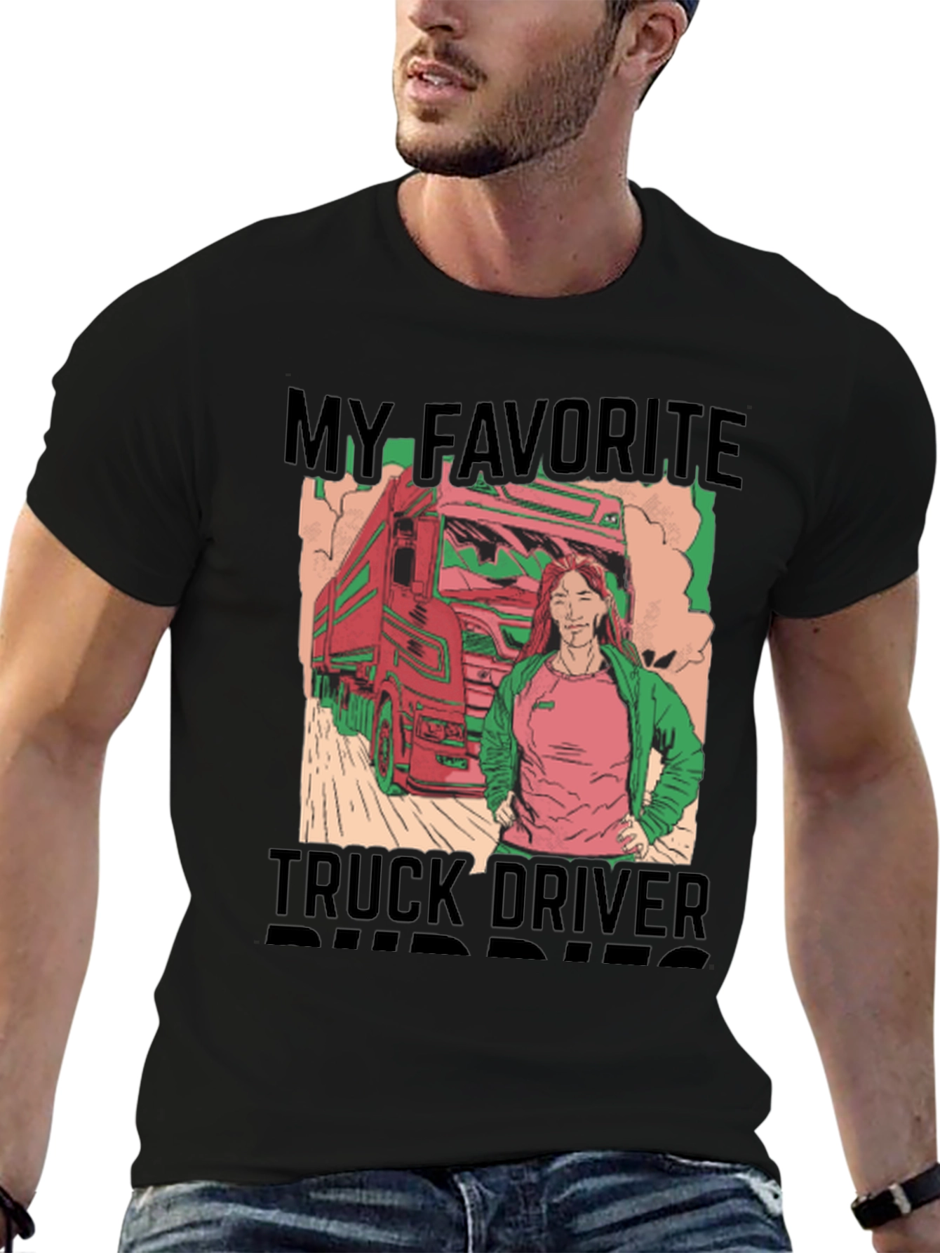 Black My Favorite Truck Driver Buddies Graphic T-Shirt view 6