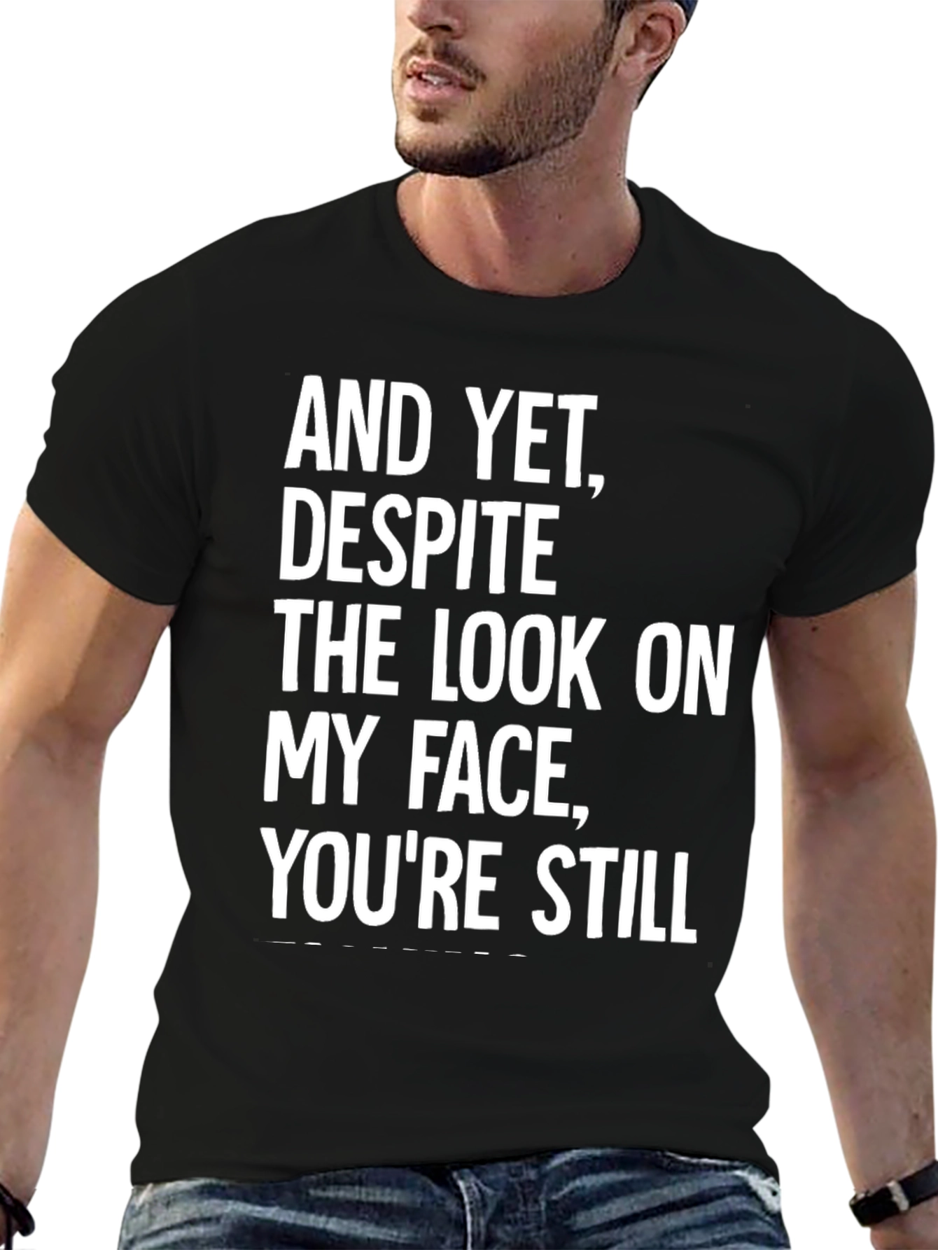 Black Funny Sarcastic Graphic Print T-Shirt view 6