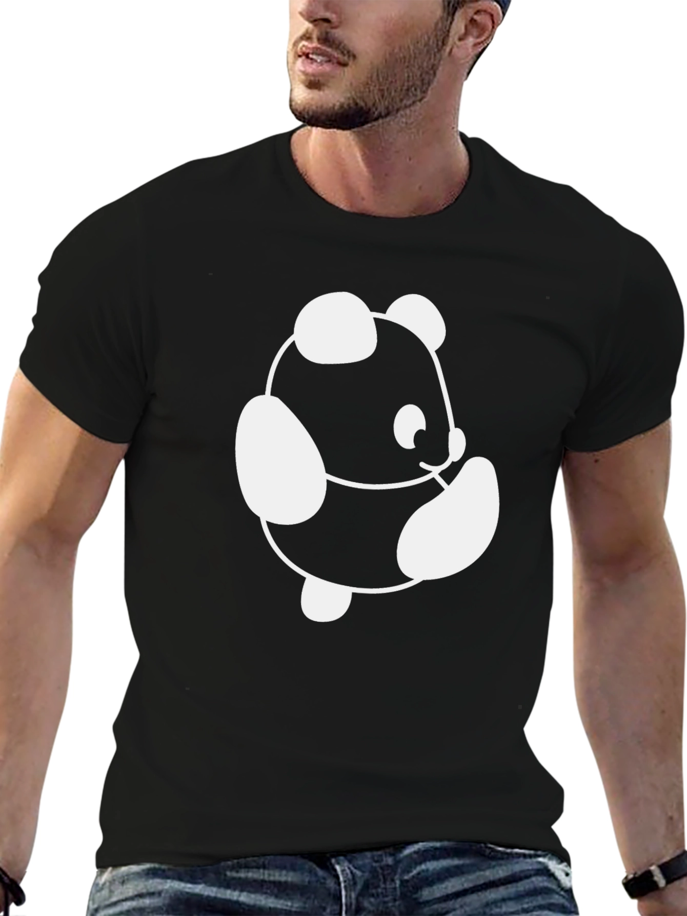 Black Panda Graphic Black T-Shirt view 6