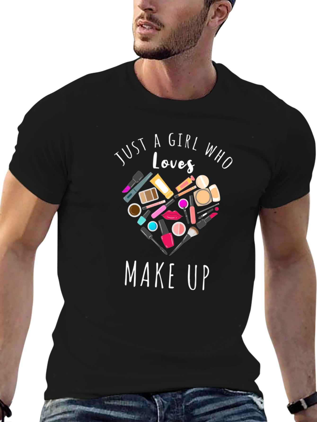 Black Just a Girl Who Loves Make Up T-Shirt view 6