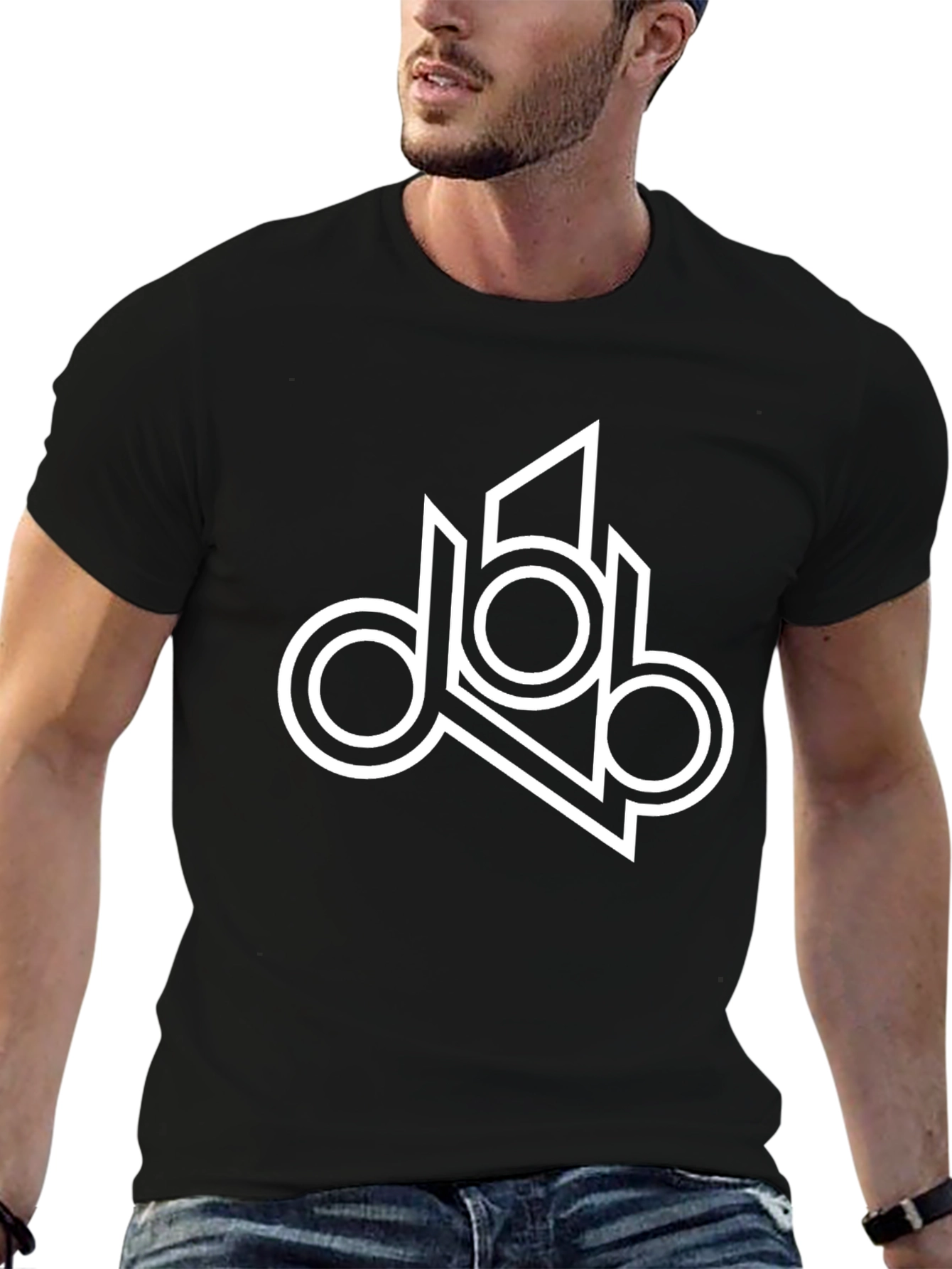 Black Modern Geometric Logo T-Shirt - Black view 6