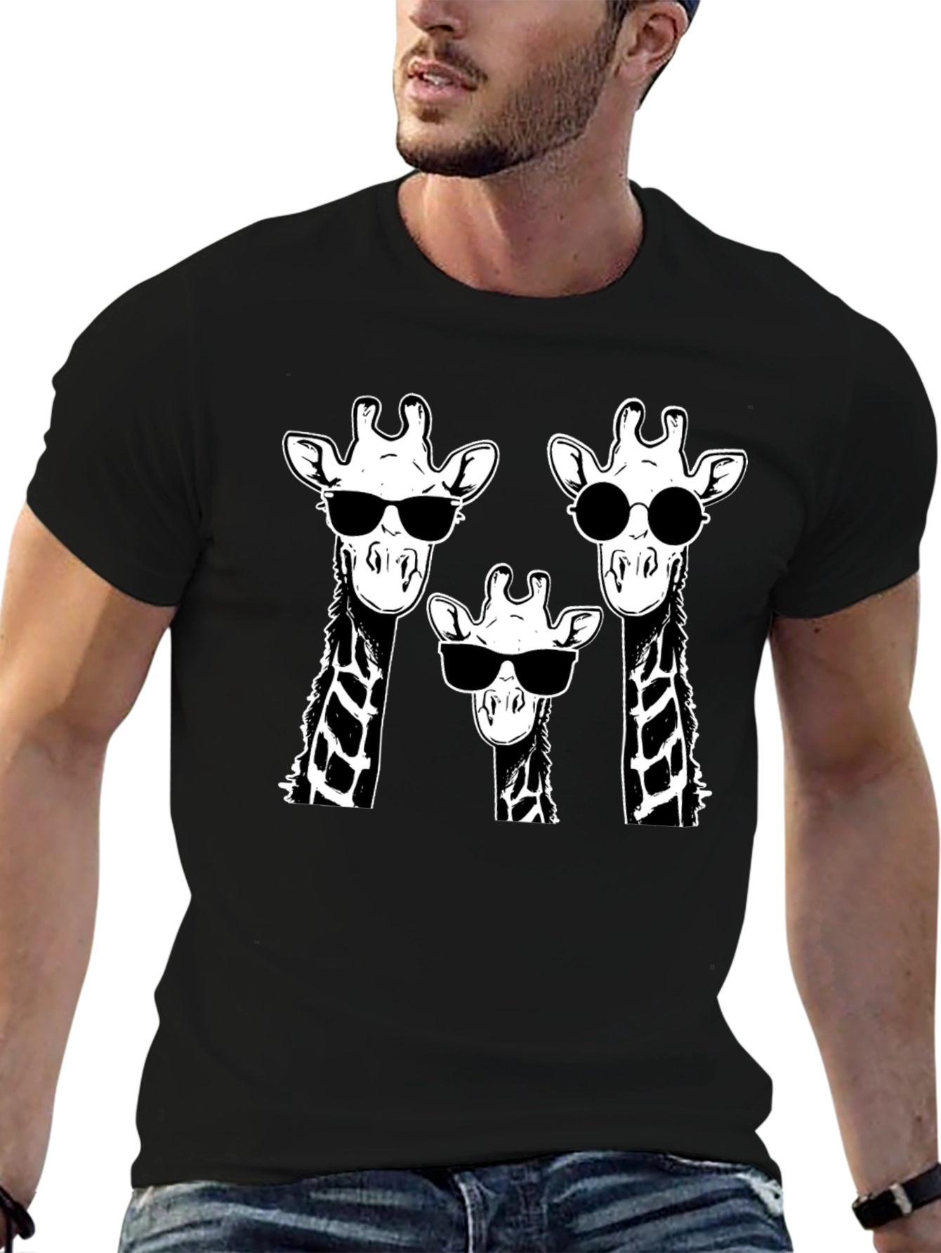 Black Giraffe Squad T-Shirt - Cool Animal Graphic Tee view 6