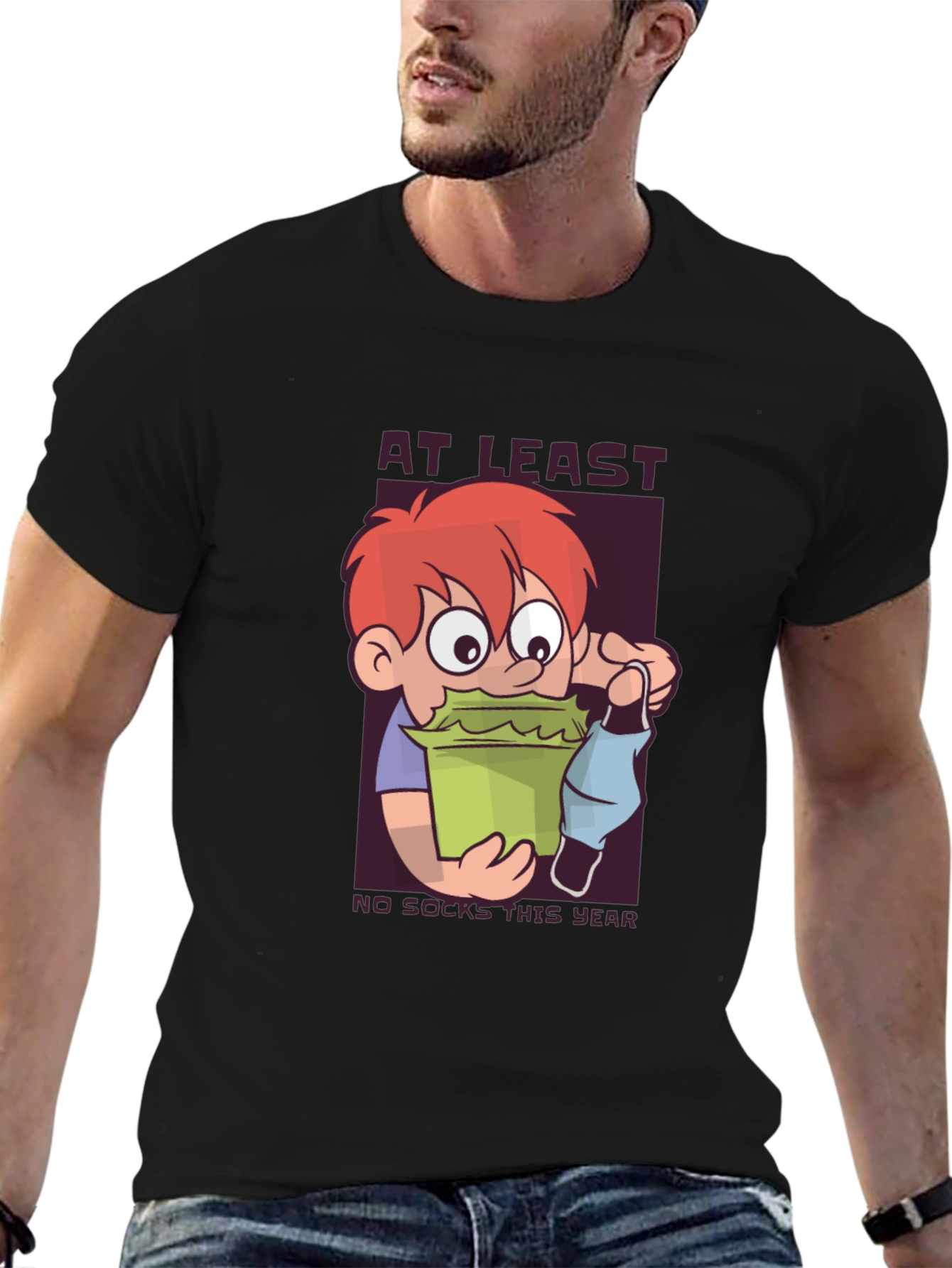 Black Funny "No Socks This Year" Graphic Tee view 6