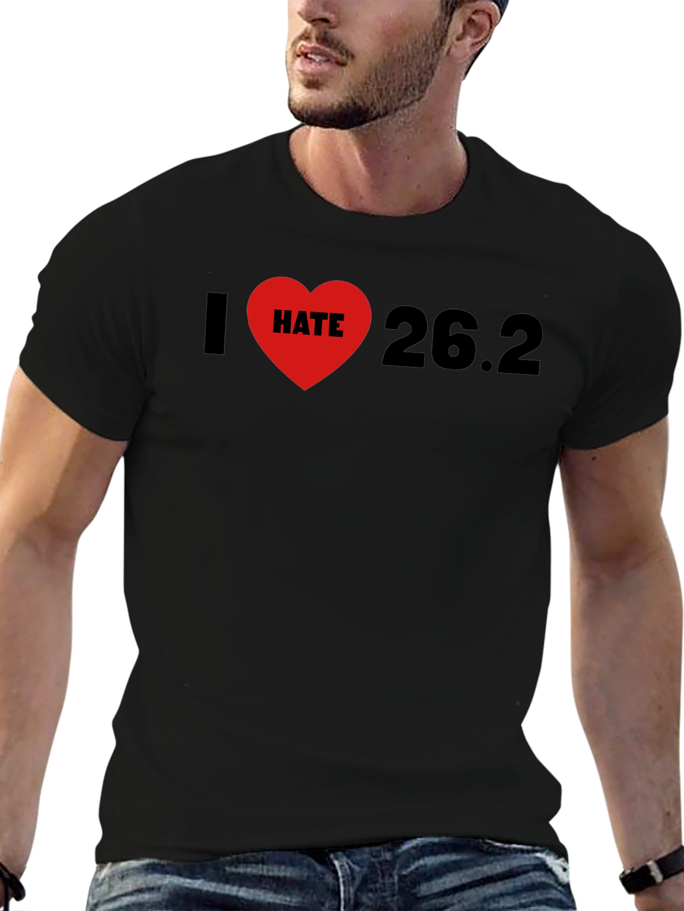 Black I Hate Marathon 26.2 Black T-Shirt view 6