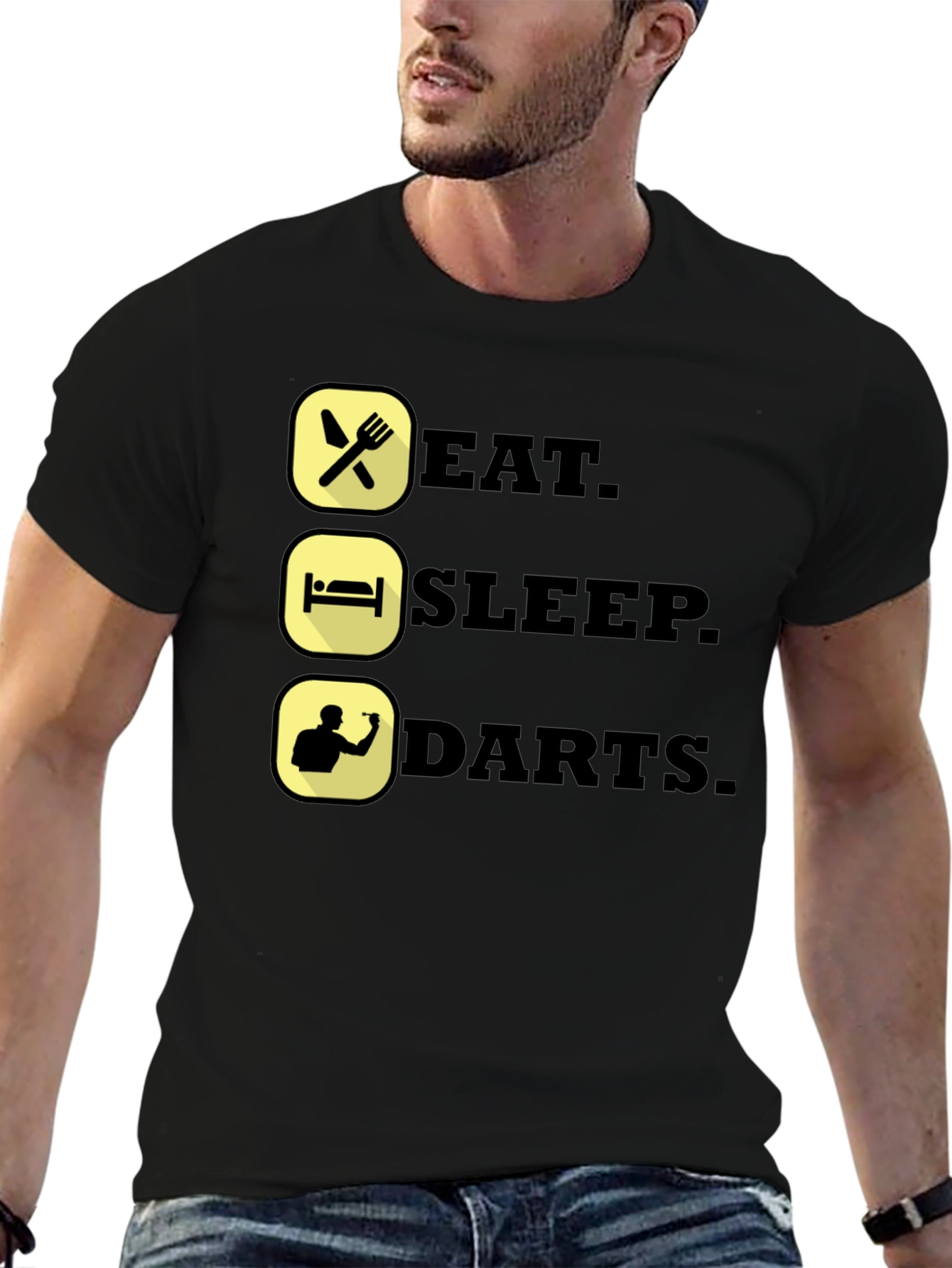 Black Eat Sleep Darts T-Shirt - Funny Dart Player Tee view 6