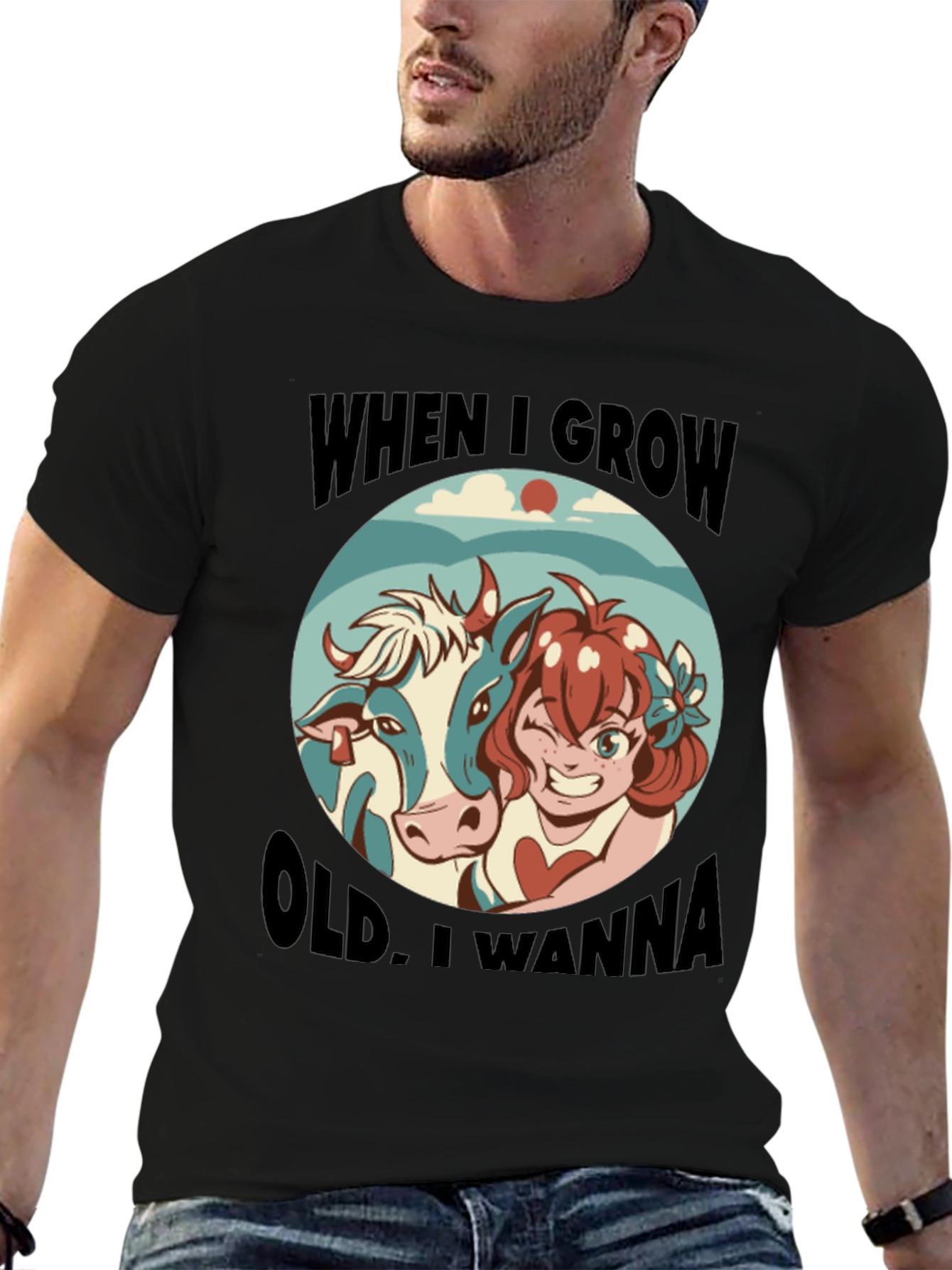 Black Humorous 'When I Grow Old' Graphic Tee view 6