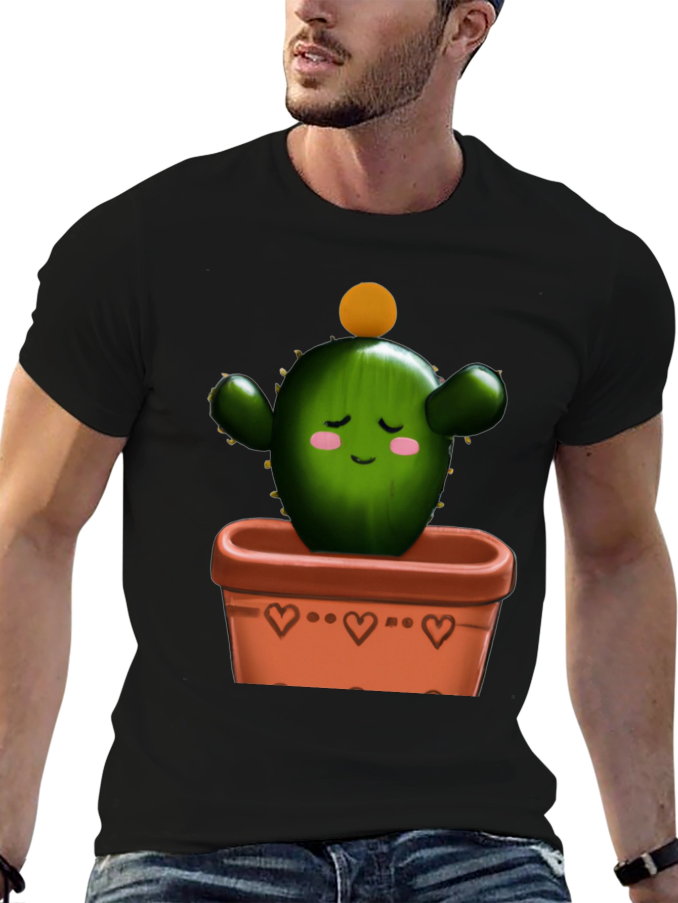 Black Cactus in Pot Graphic Tee - Trendy Design view 6
