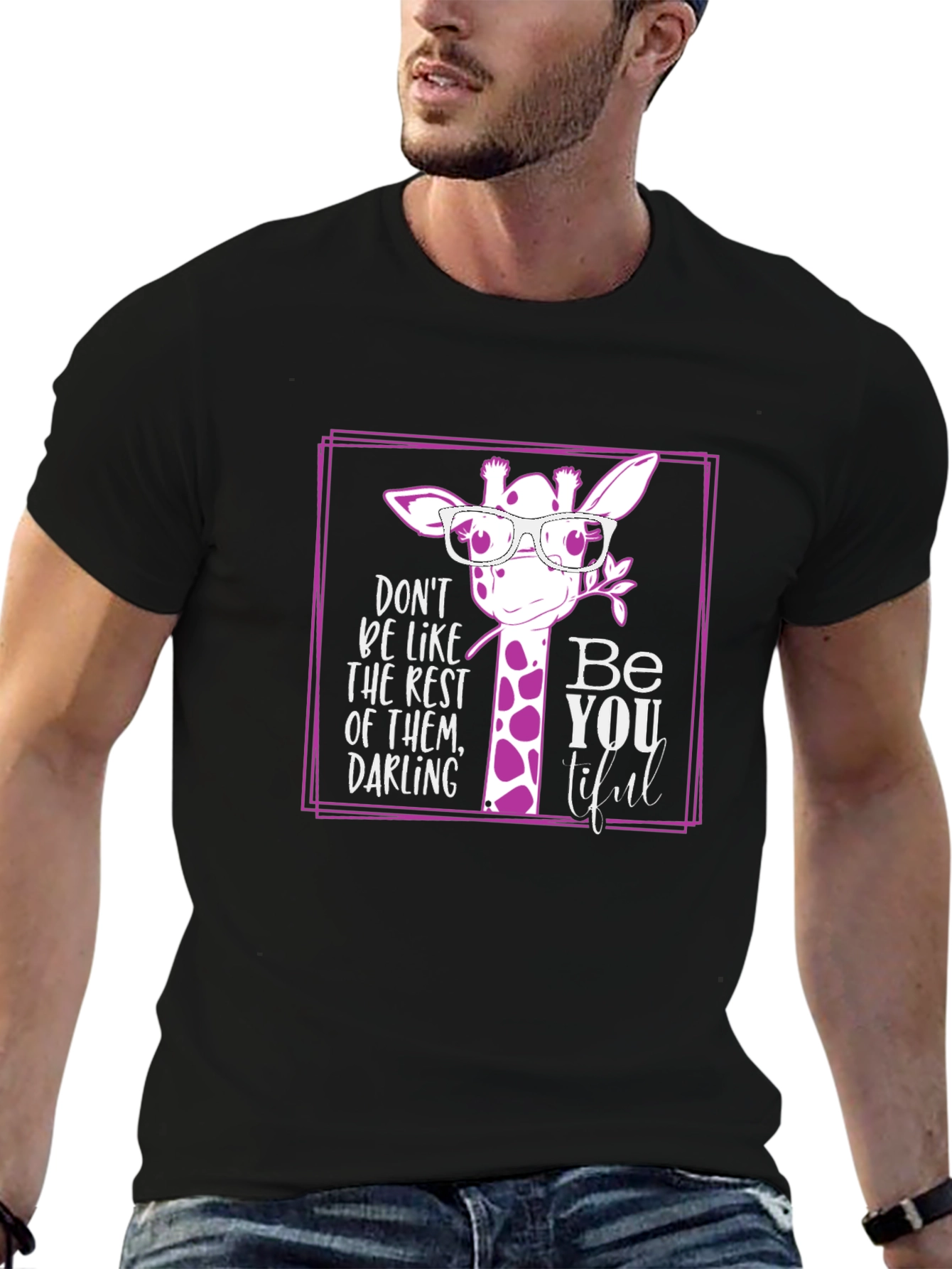Black Be You Tiful Giraffe T-Shirt view 6