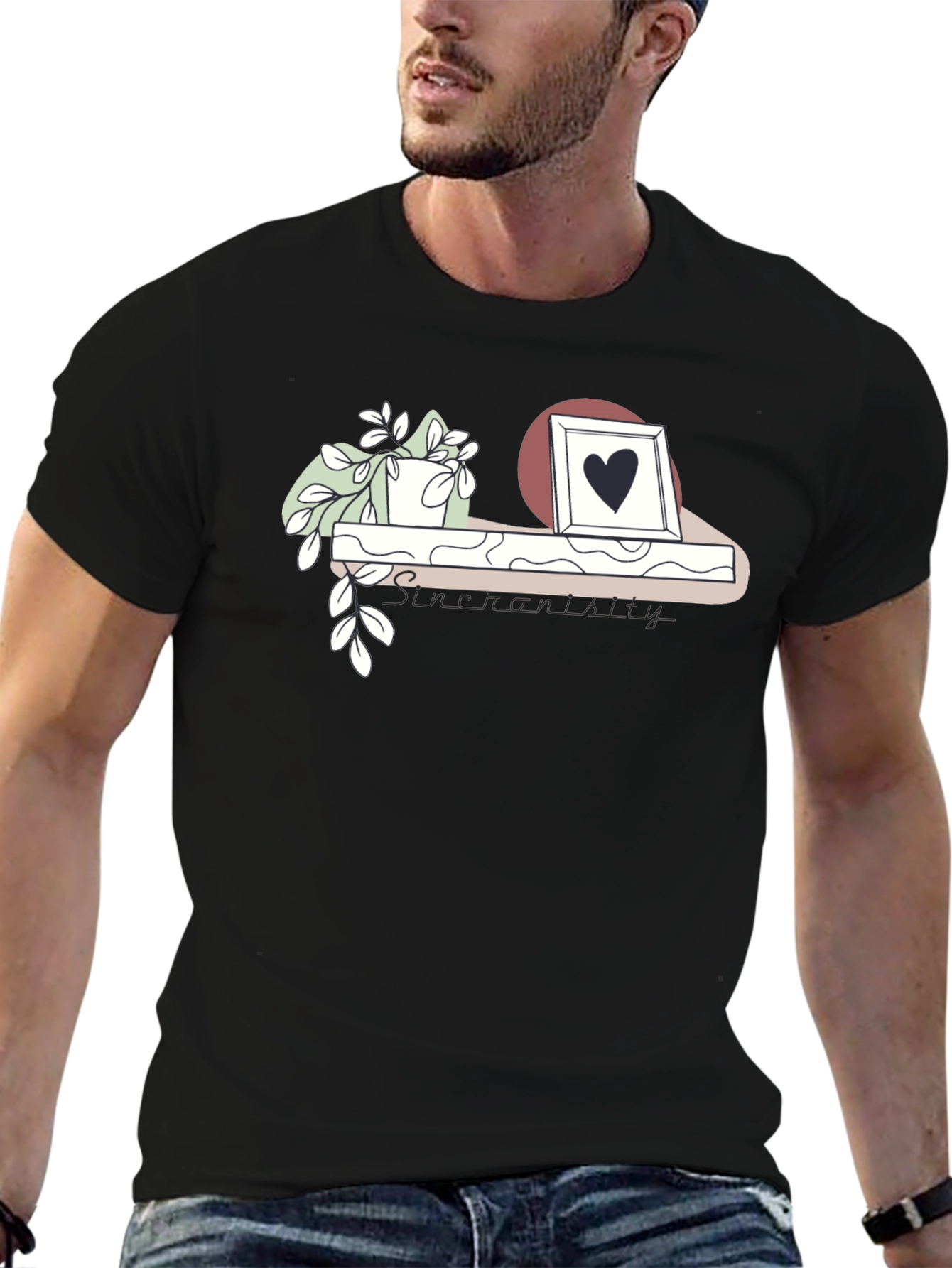 Black Shelf Plant Graphic Tee - Modern Style view 6