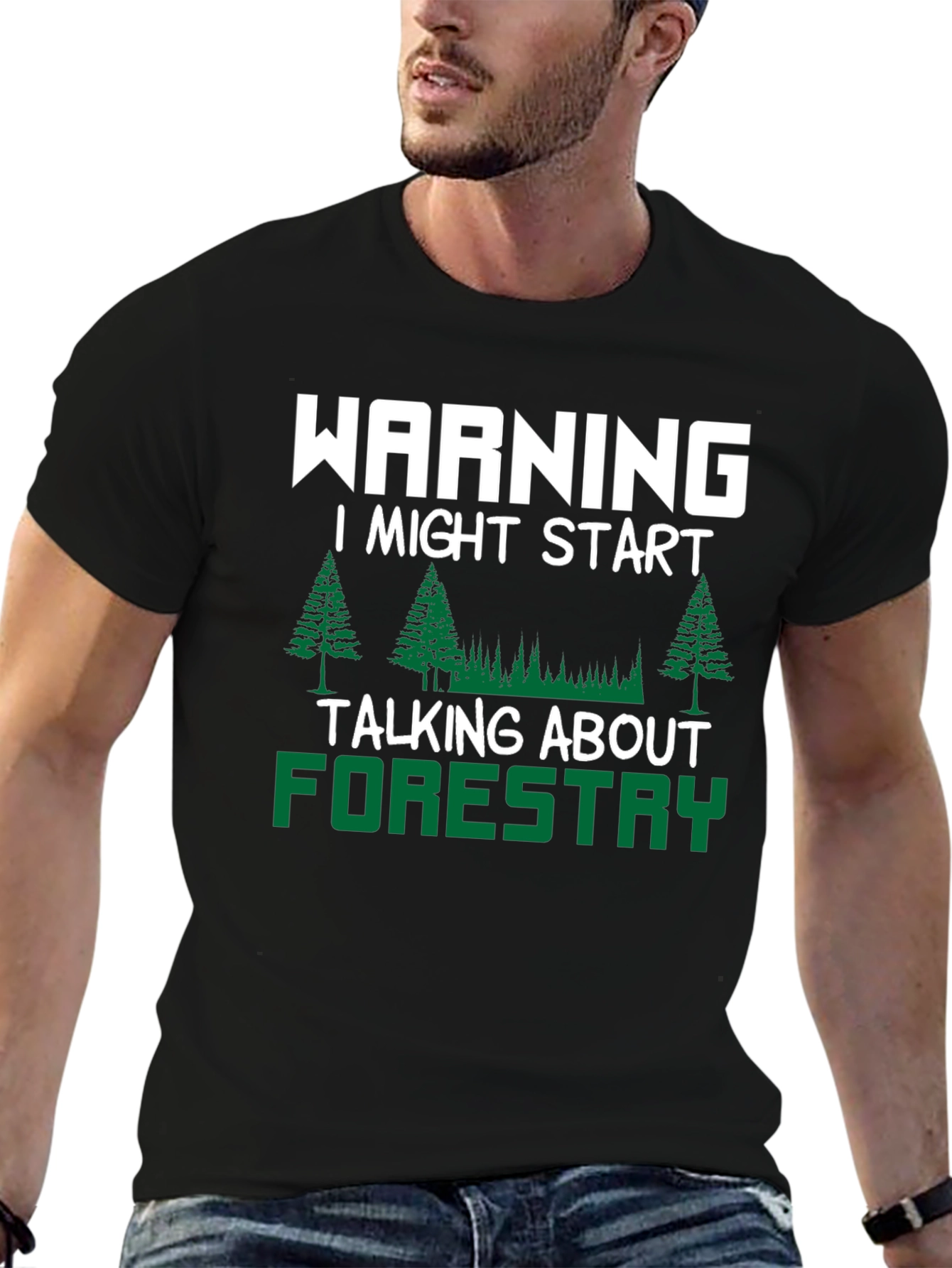 Black Warning Forestry T-Shirt view 6